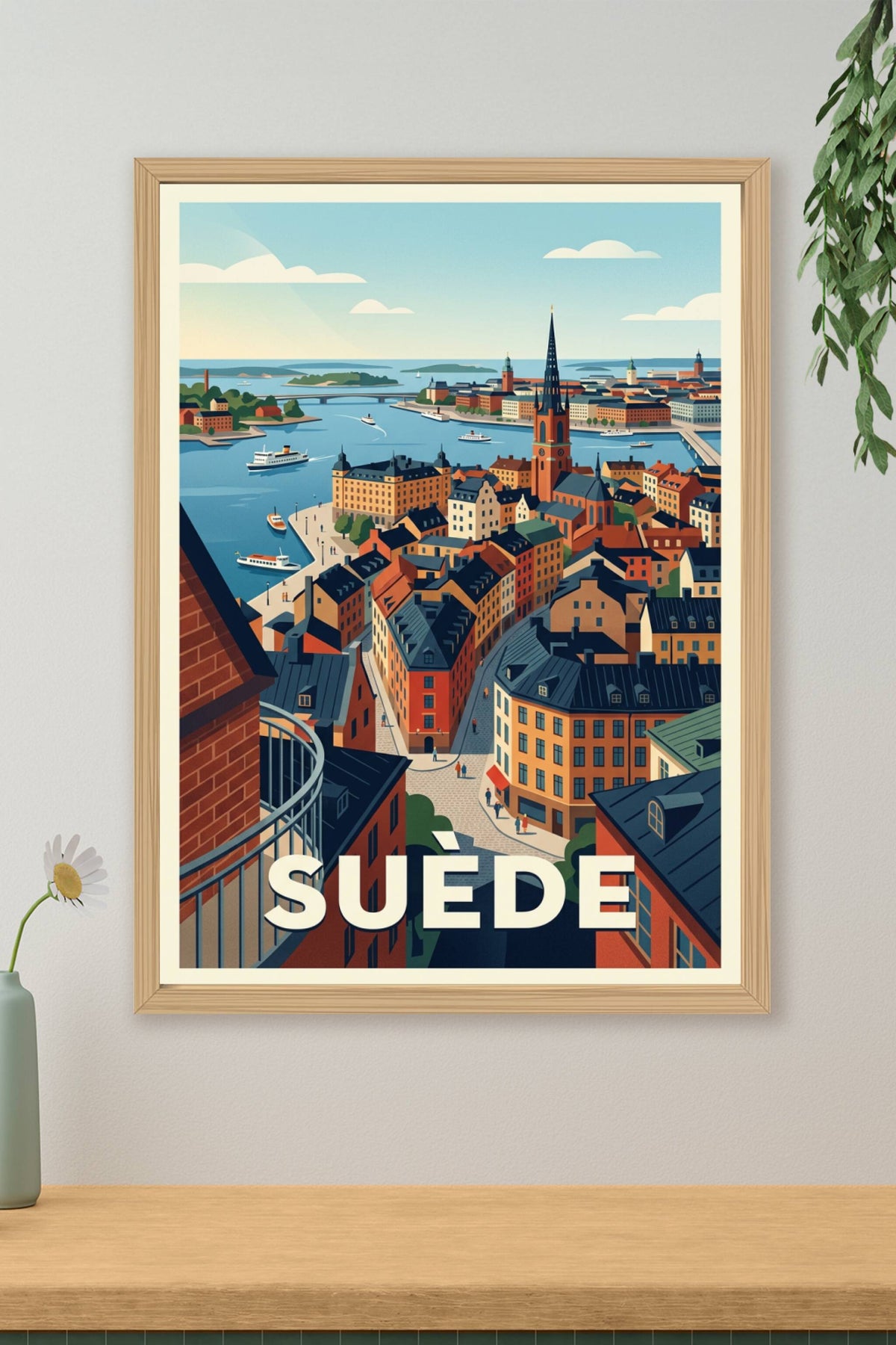Poster de Suède, affiche panorama de Stockholm