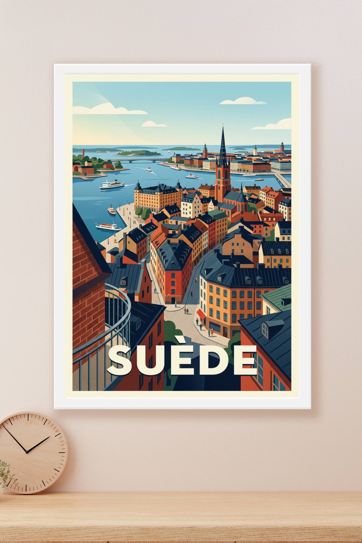 Poster de Suède, affiche panorama de Stockholm