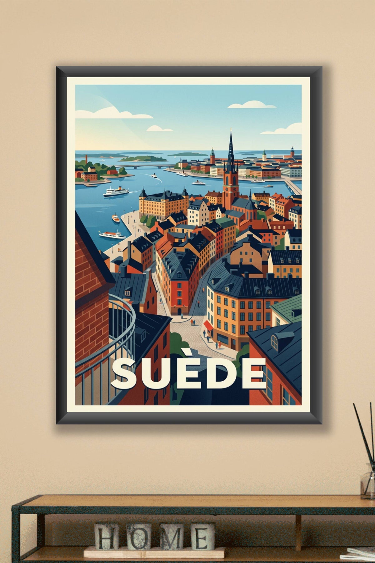 Poster de Suède, affiche panorama de Stockholm