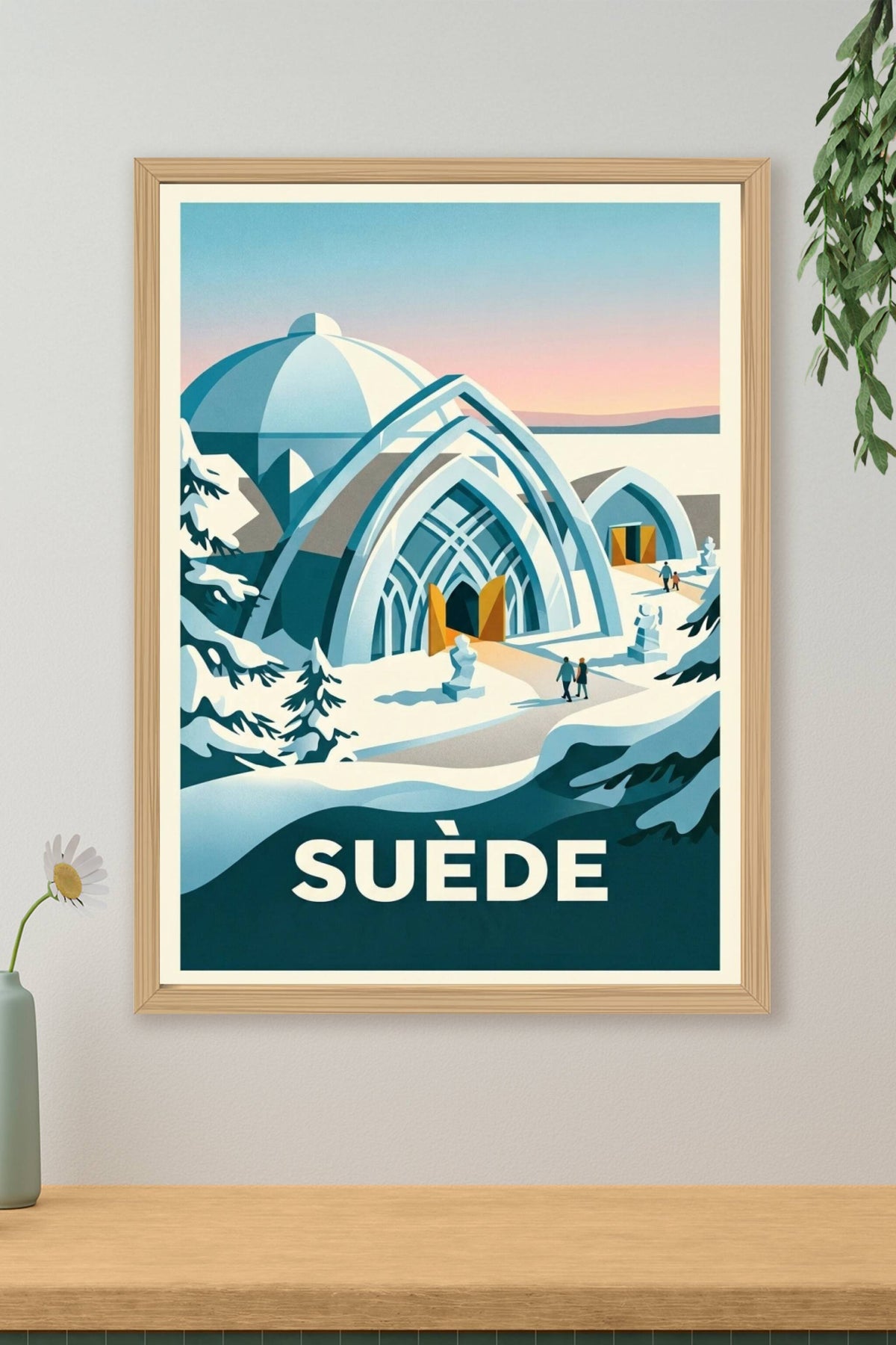 Affiche de Suède, poster décoratif Hôtel de Glace
