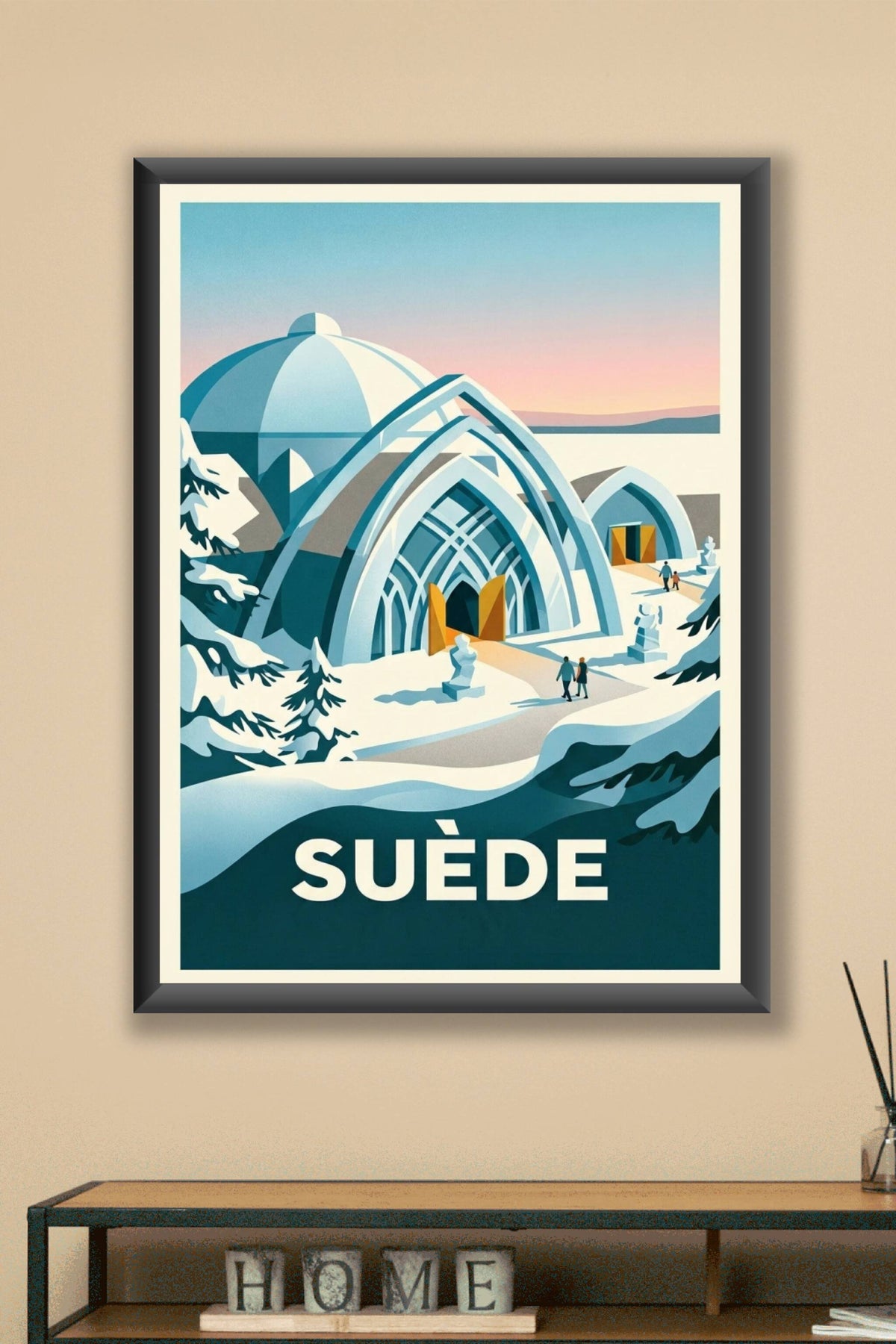 Affiche de Suède, poster décoratif Hôtel de Glace