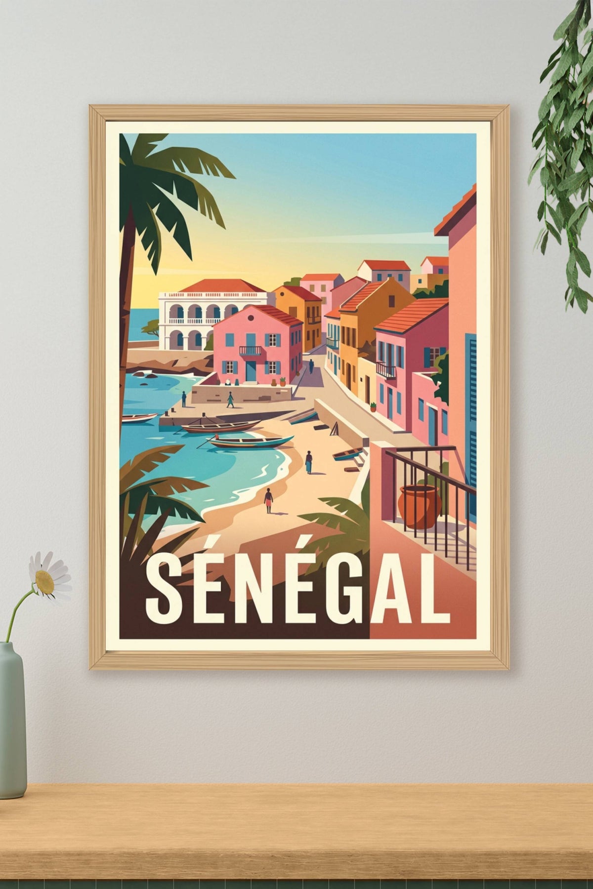 Affiche du Sénégal, maisons colorées