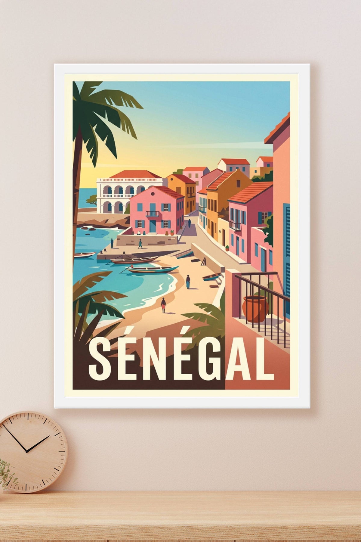 Affiche du Sénégal, maisons colorées