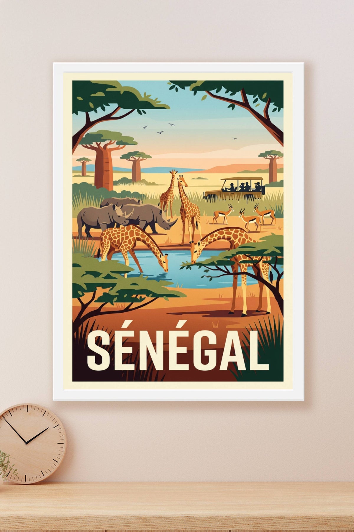Affiche du Sénégal, poster animaux de la savane