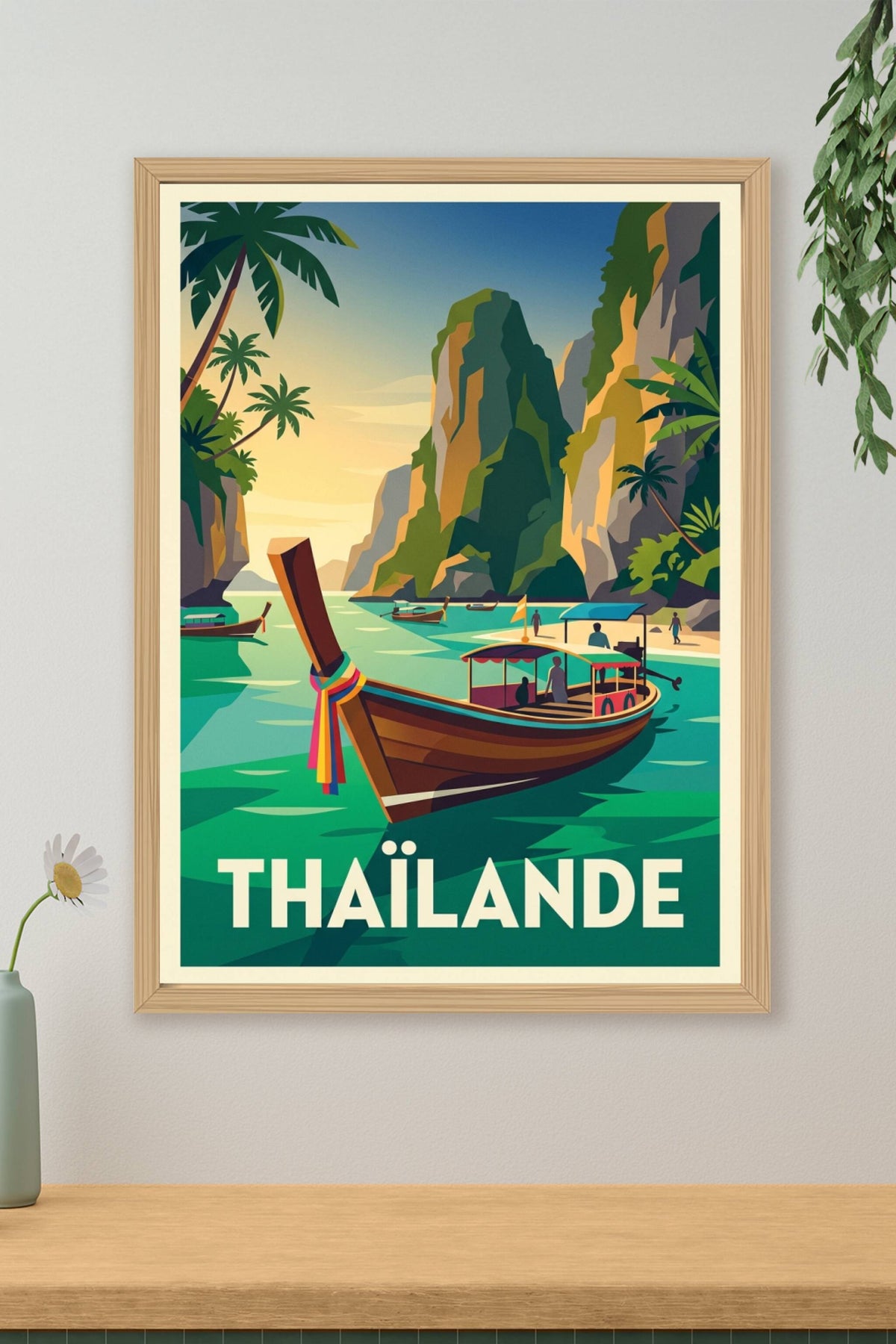 Affiche de Thaïlande, barques traditionnelles