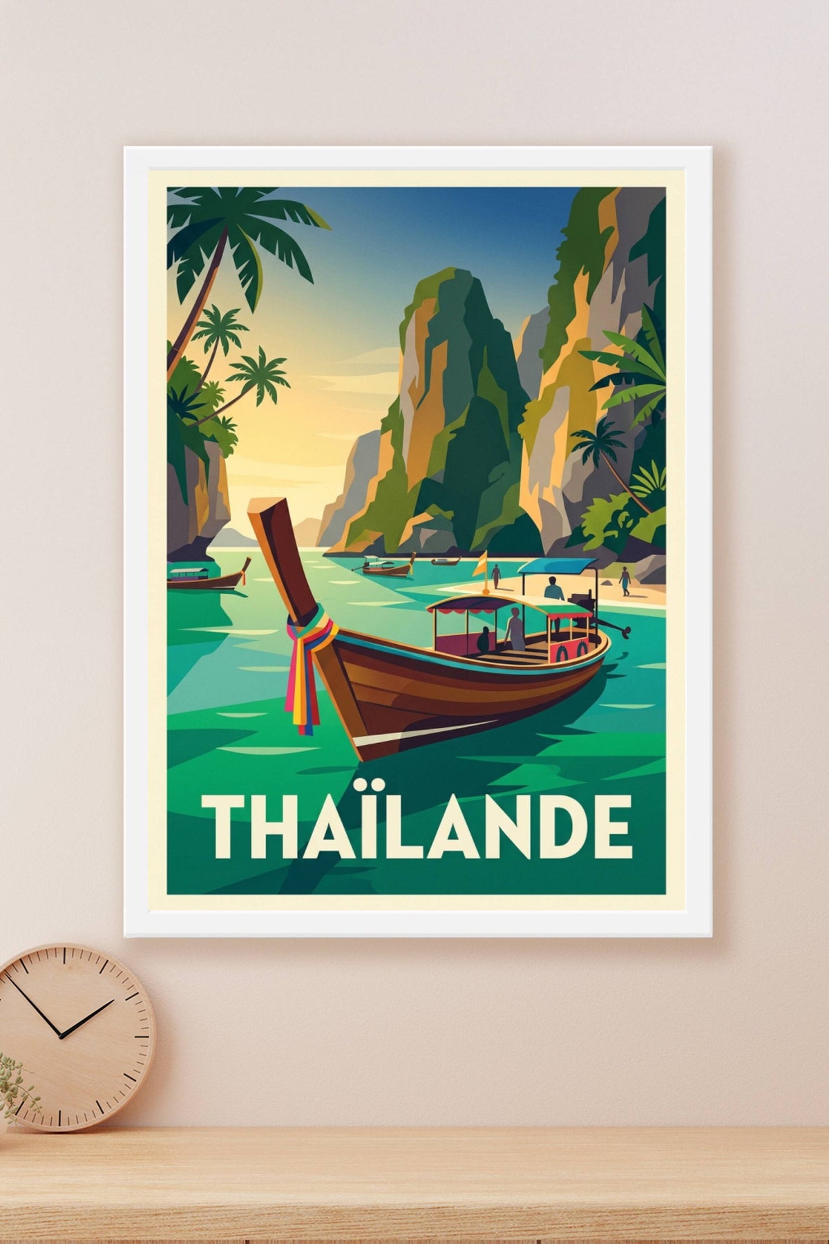 Affiche de Thaïlande, barques traditionnelles