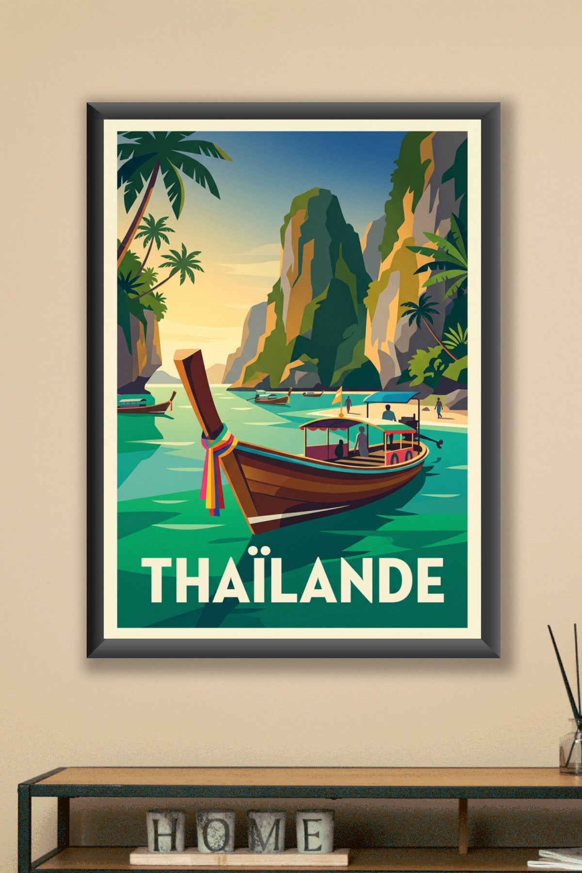 Affiche de Thaïlande, barques traditionnelles