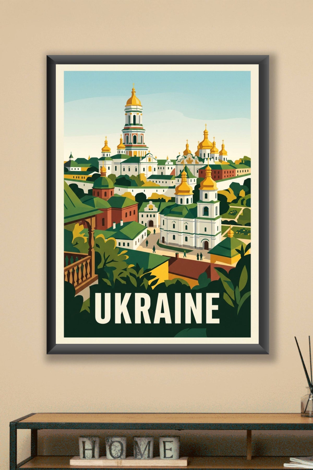 Poster d'Ukraine, affiche dômes de Kiev