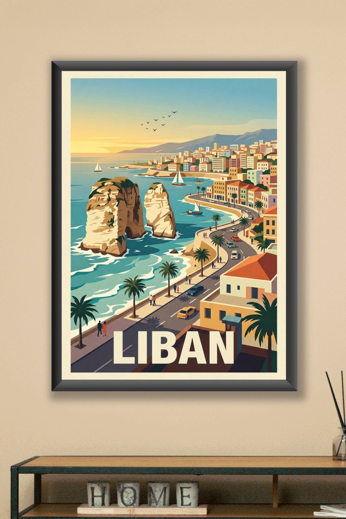 Affiche du Liban, poster de la Grotte aux Pigeons | Afich
