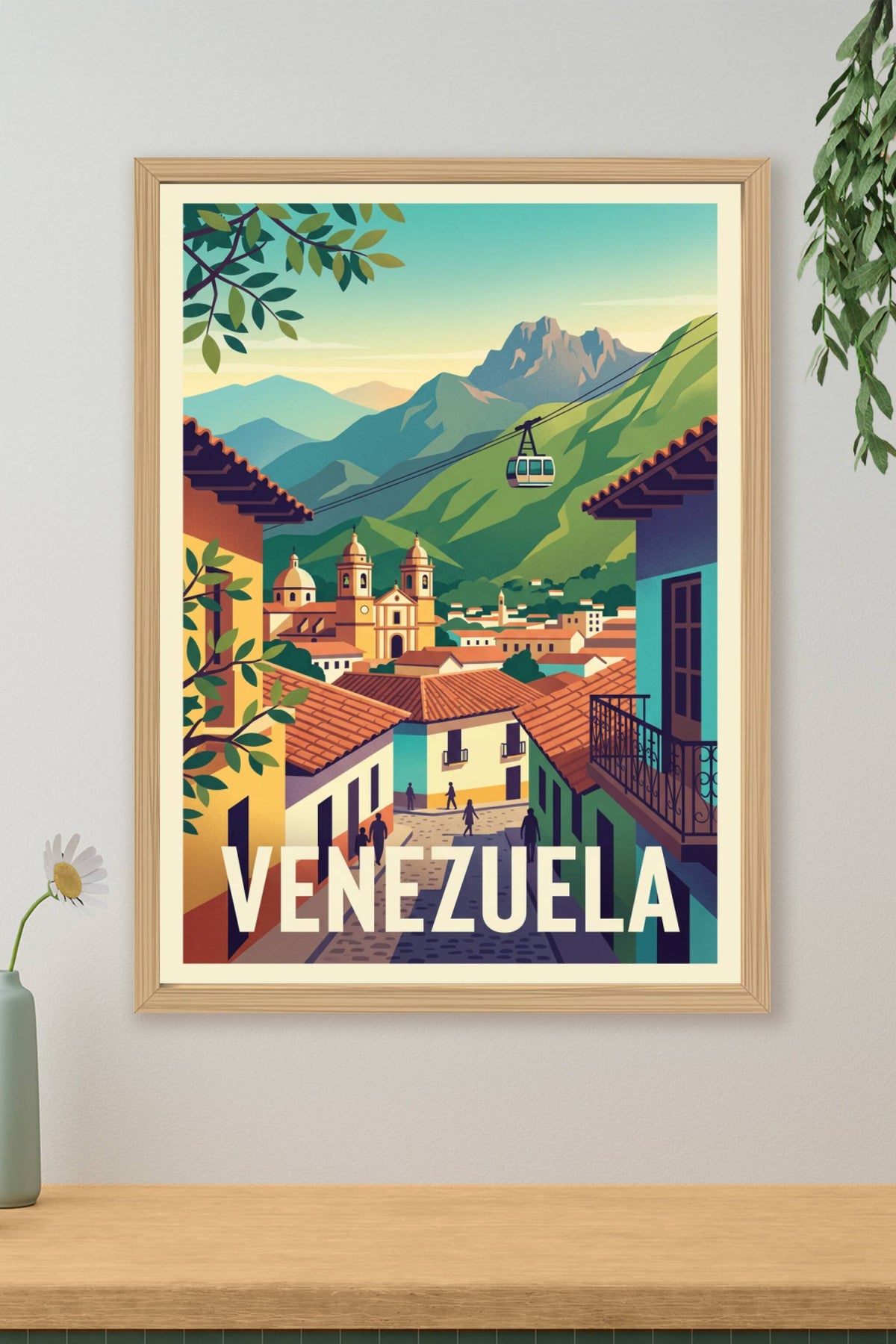 Affiche du Venezuela, poster ville de montagne | Afich