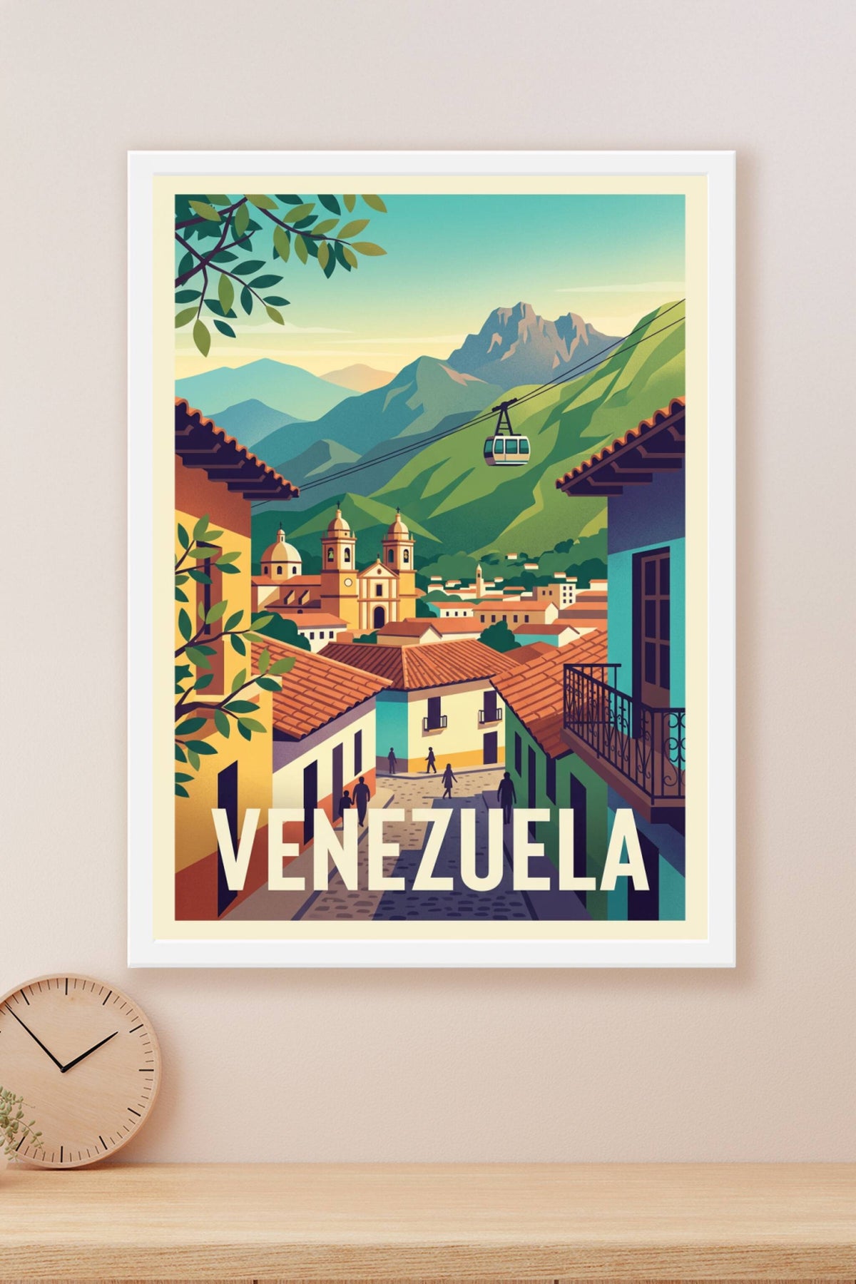 Affiche du Venezuela, poster ville de montagne | Afich