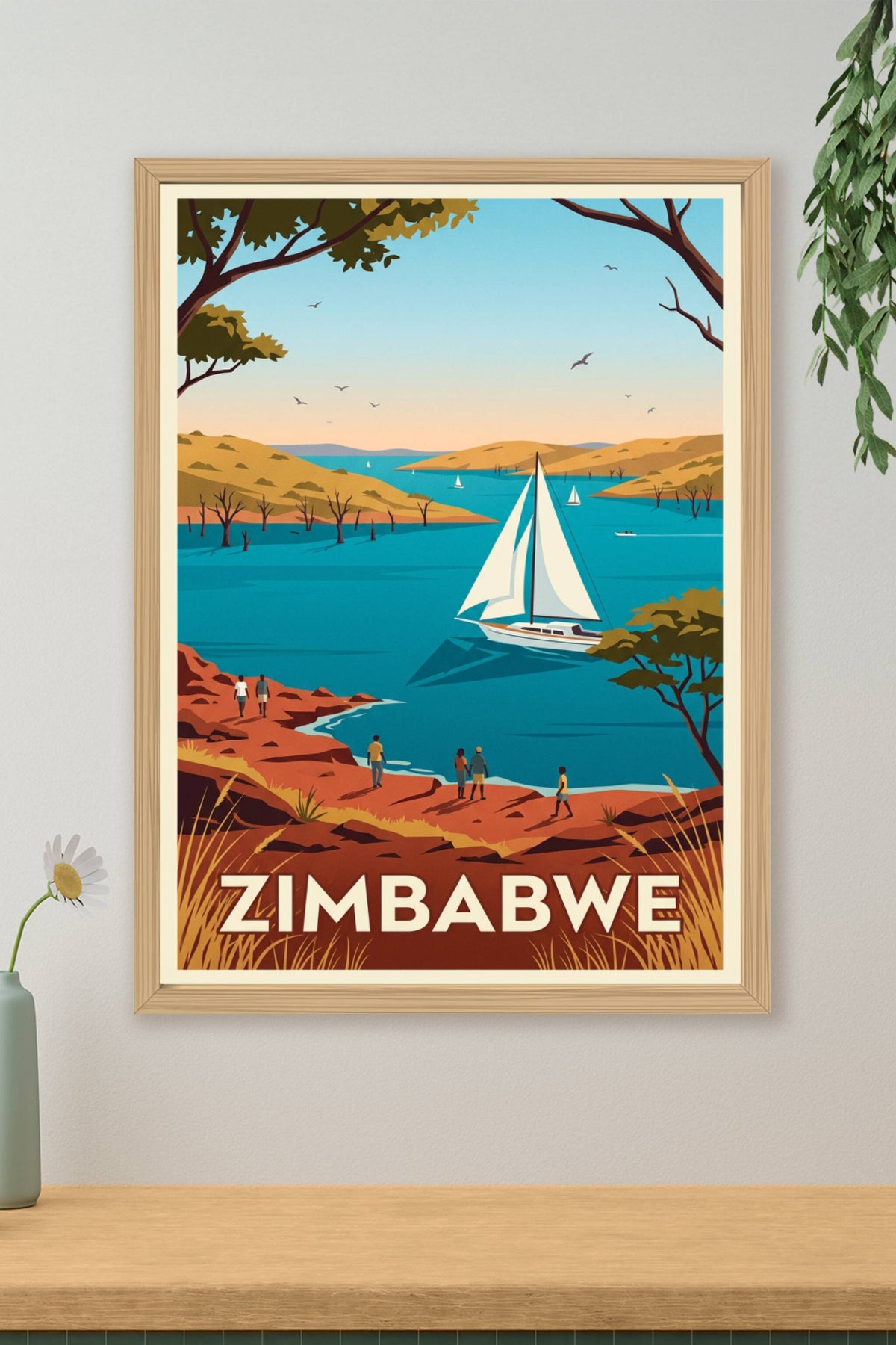 Affiche Zimbabwe, voiliers lac Kariba | Afich