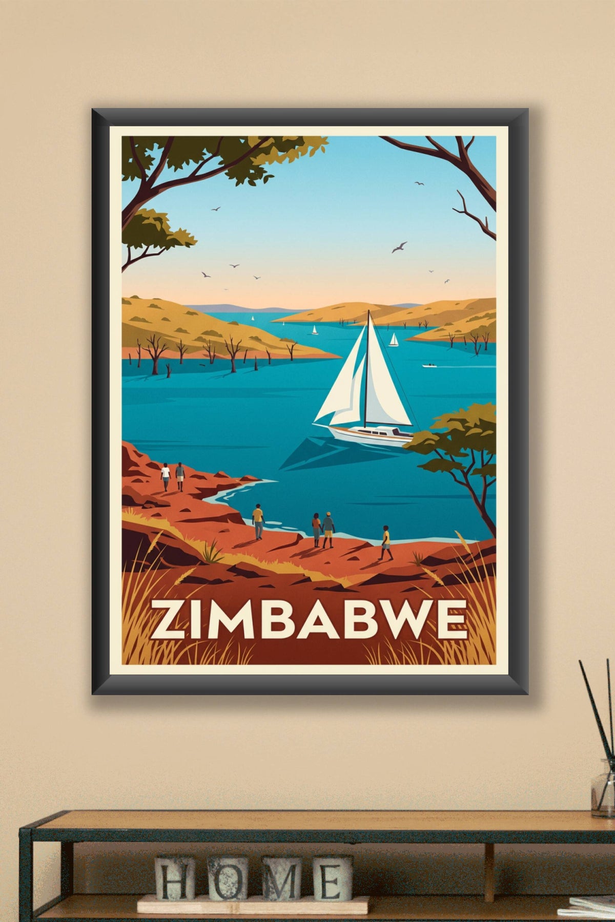 Affiche Zimbabwe, voiliers lac Kariba | Afich
