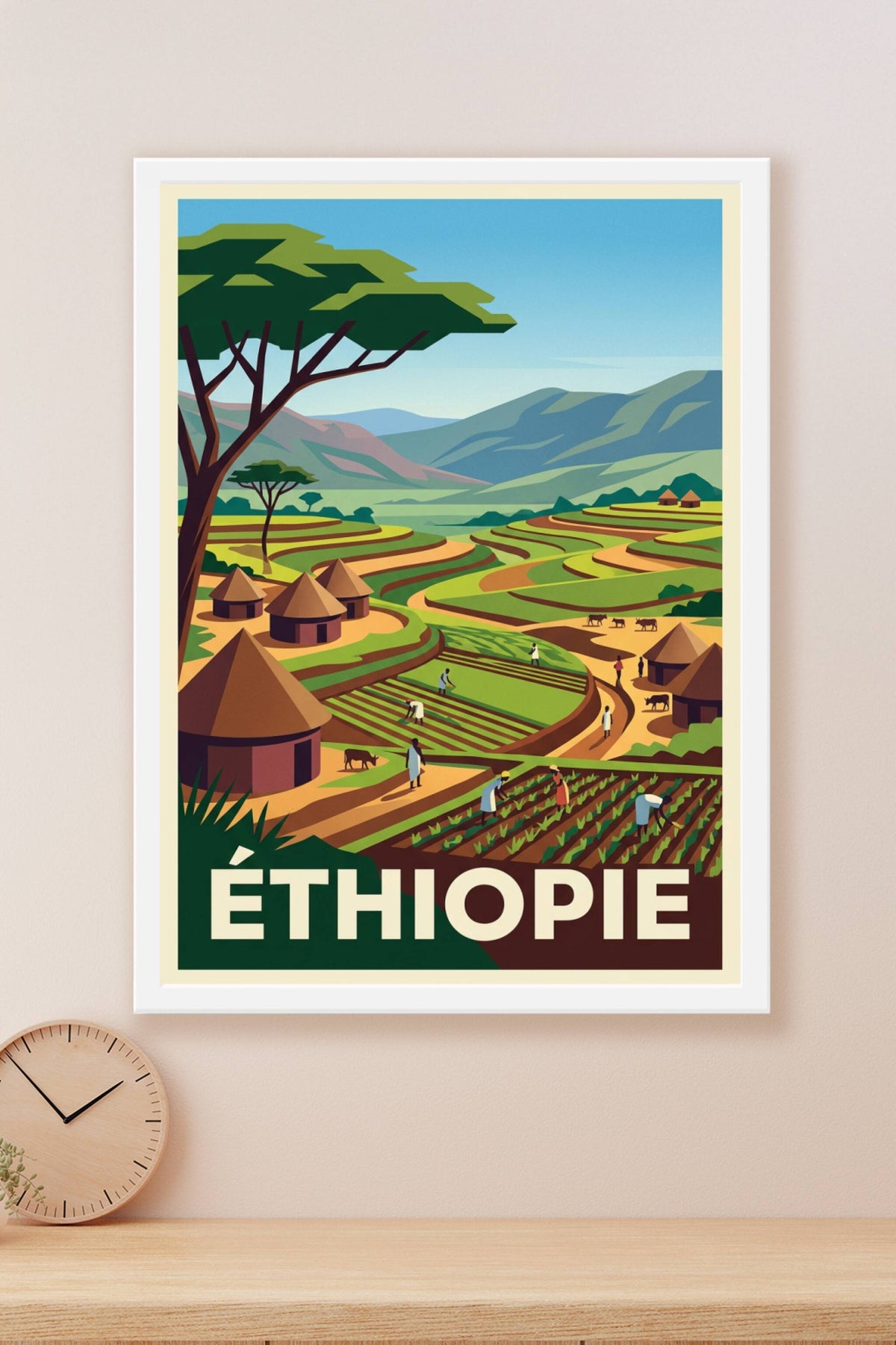 Affiche d'Éthiopie, paysage de terrasses agricoles