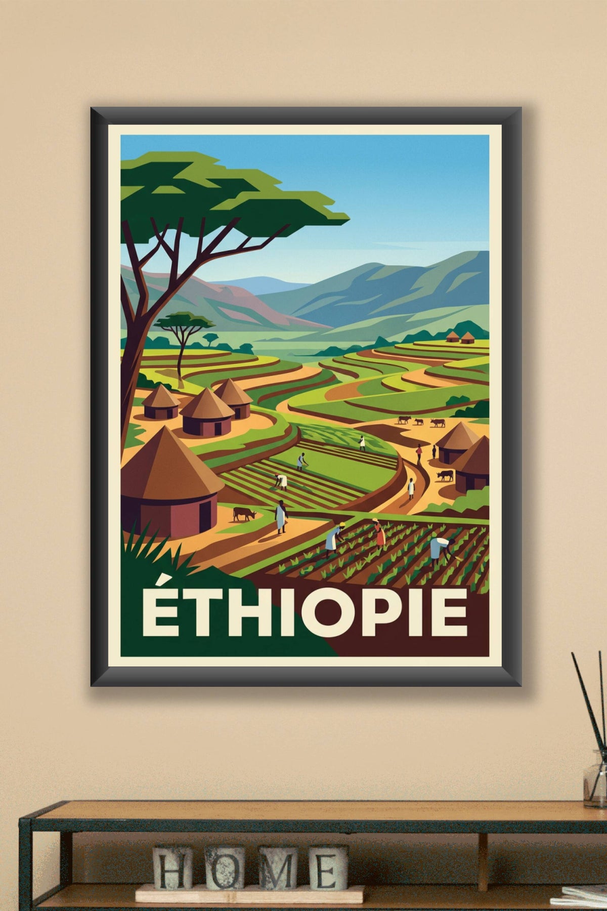 Affiche d'Éthiopie, paysage de terrasses agricoles