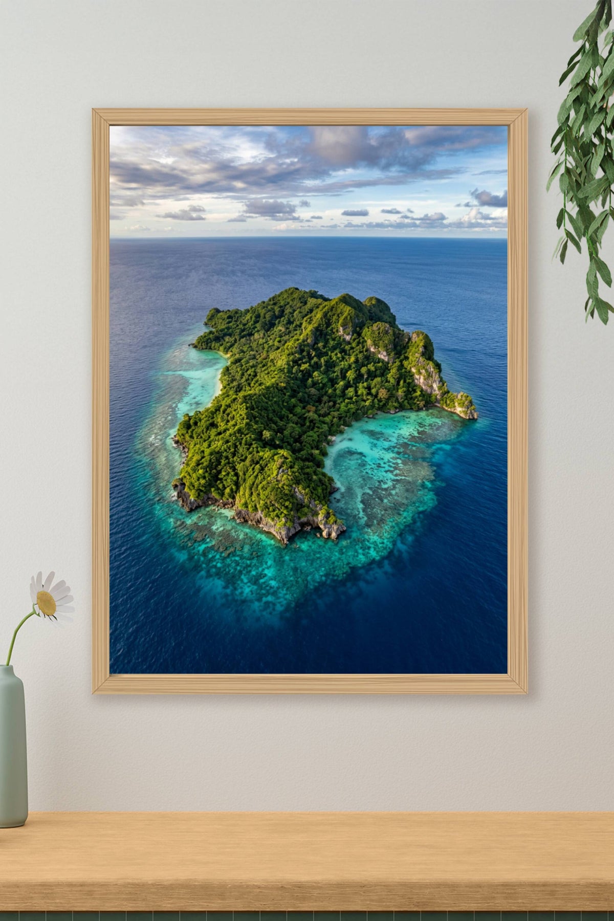 Affiche de l'île tropicale, poster lagon turquoise