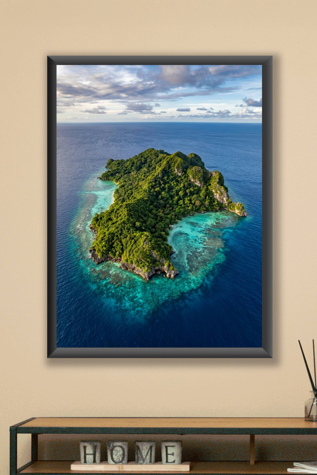 Affiche de l'île tropicale, poster lagon turquoise