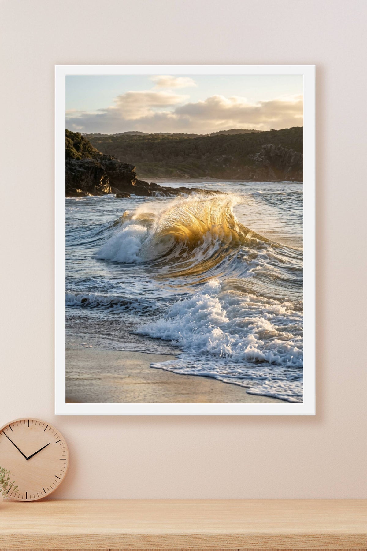 Affiche de vague dorée, poster paysage de mer
