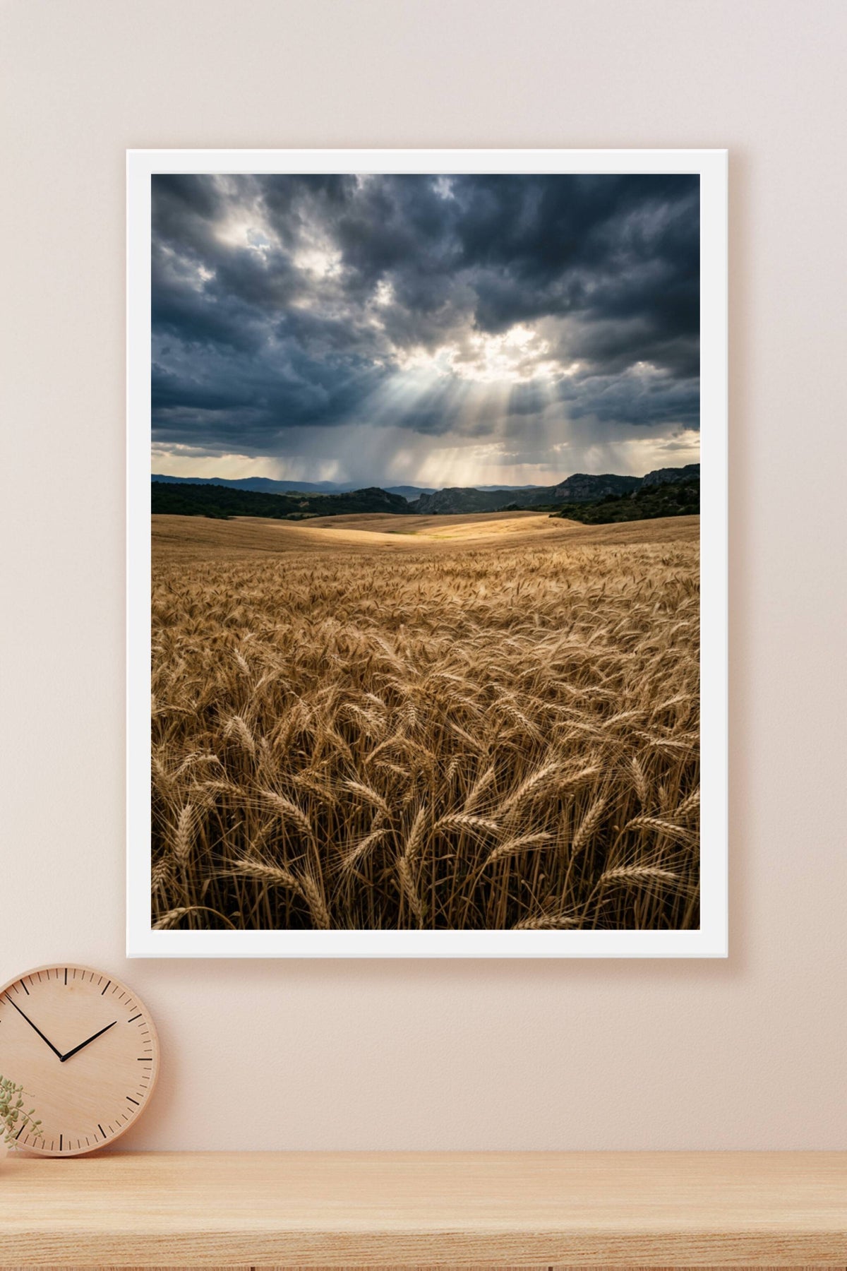 Affiche de champ de blé, rayons de soleil