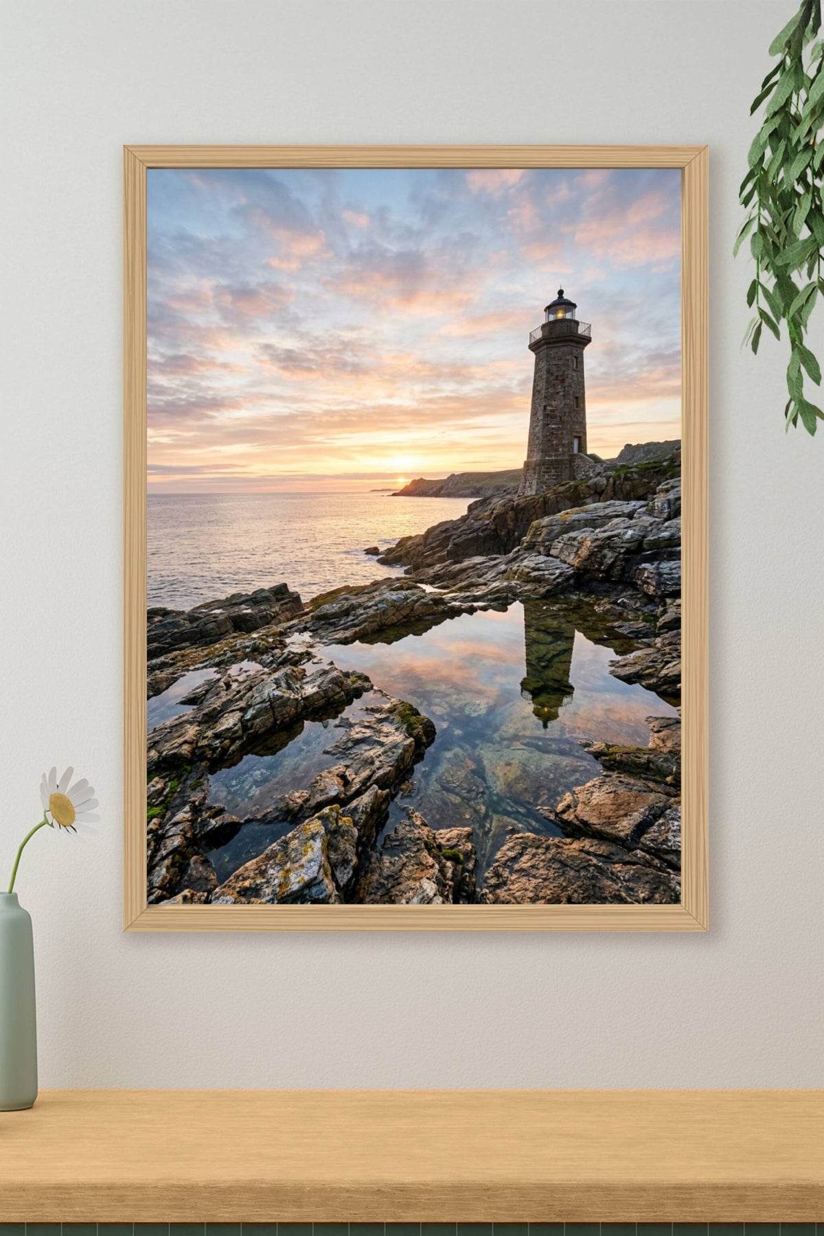 Affiche de phare breton, poster paysage côtier