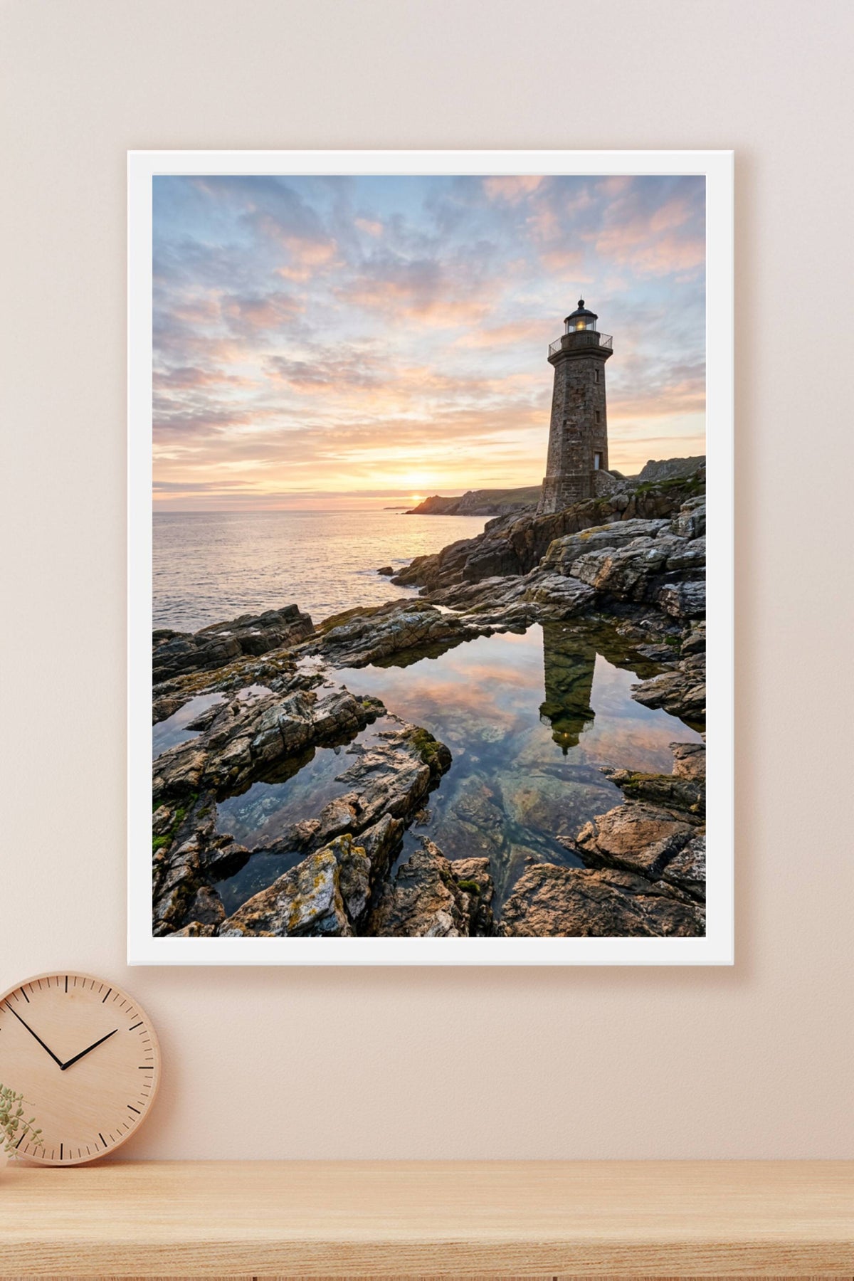 Affiche de phare breton, poster paysage côtier