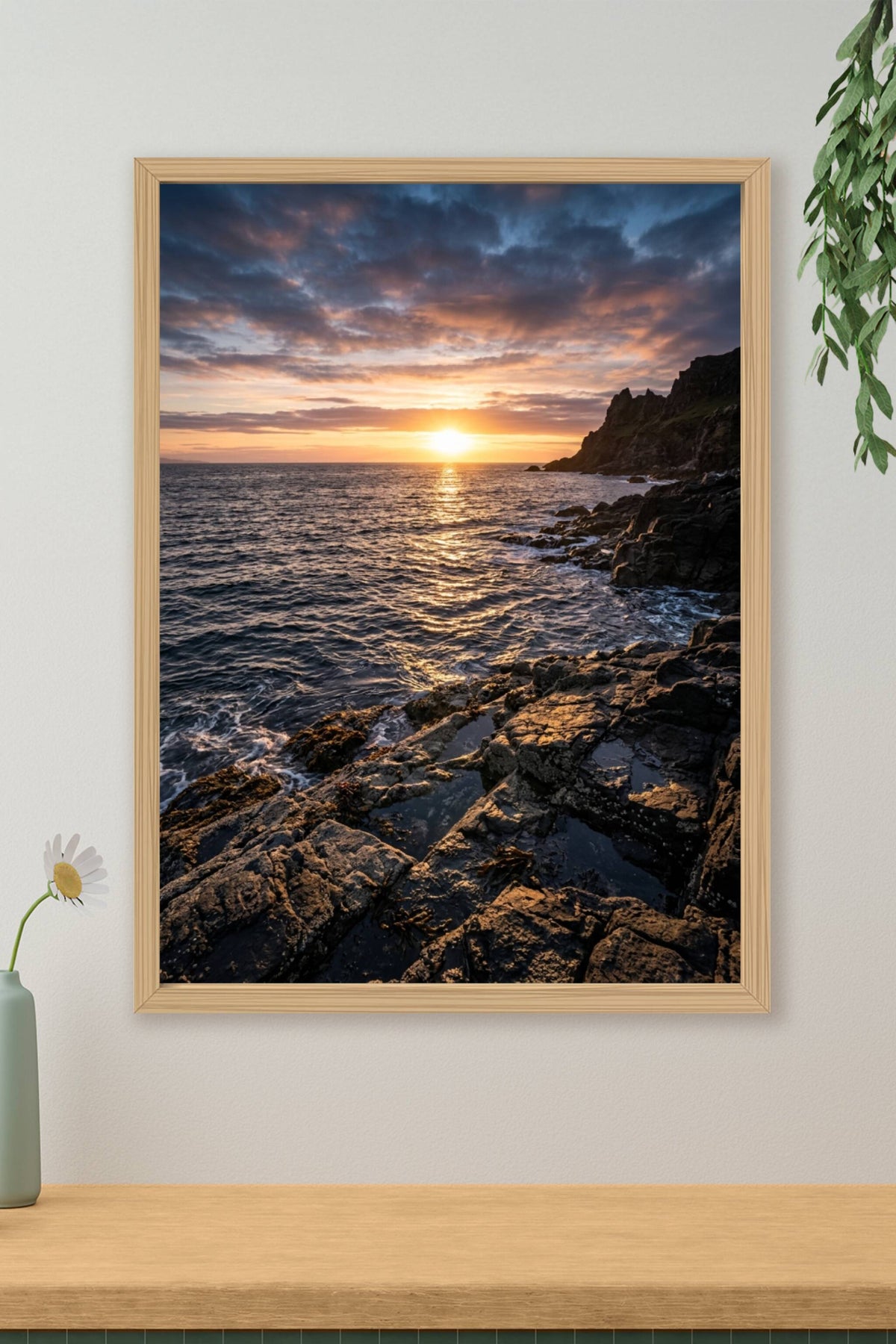 Affiche de bord de mer, poster coucher de soleil