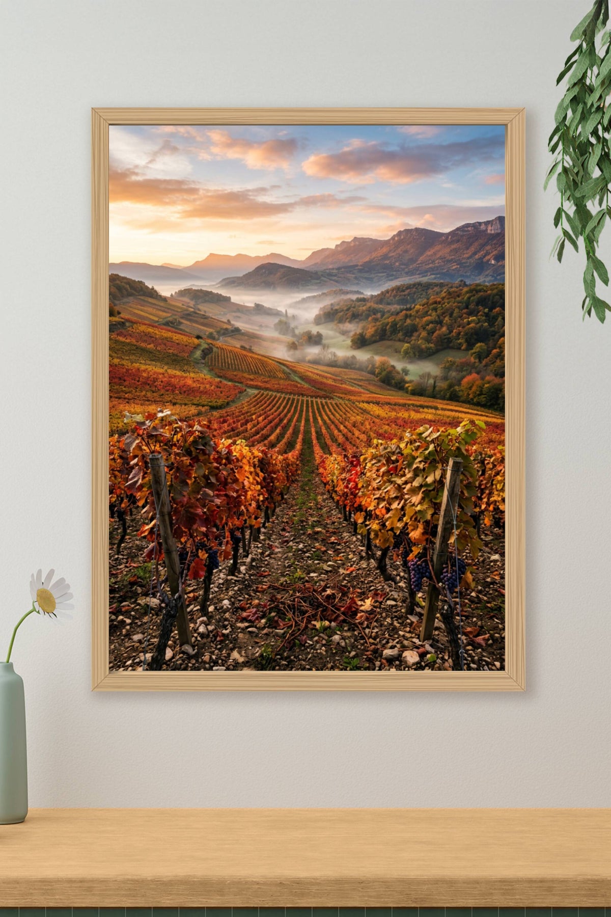 Affiche de vignes, poster paysage d'automne