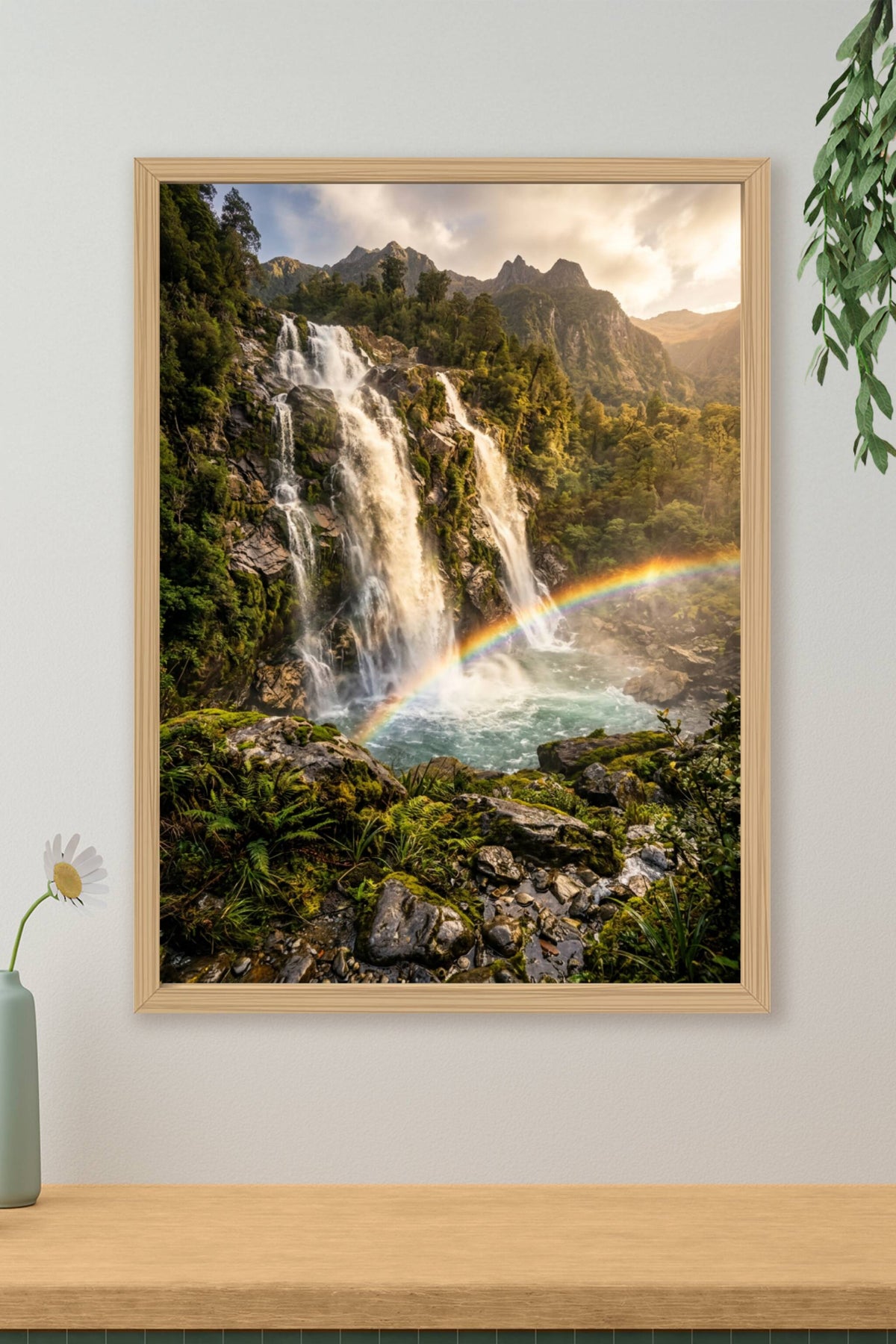 Affiche de cascade, poster arc-en-ciel