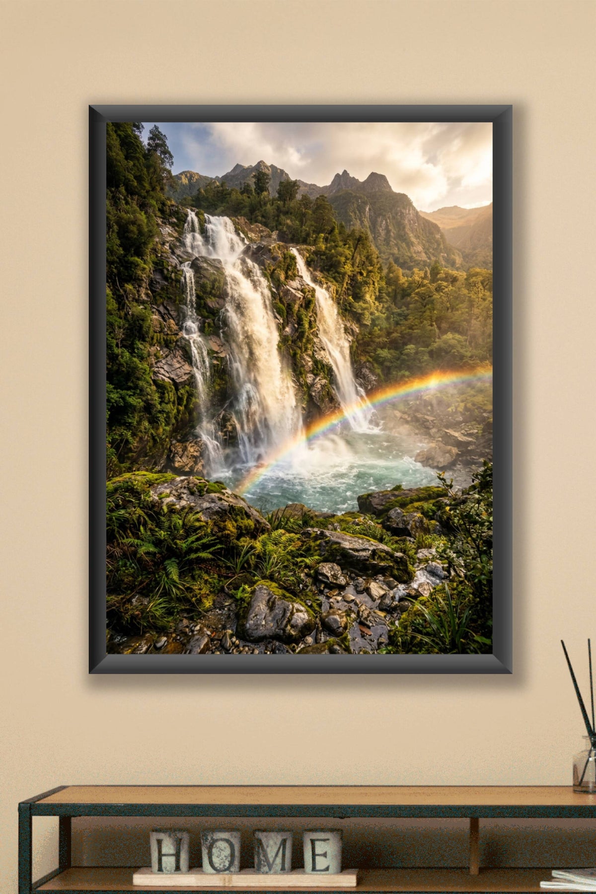Affiche de cascade, poster arc-en-ciel