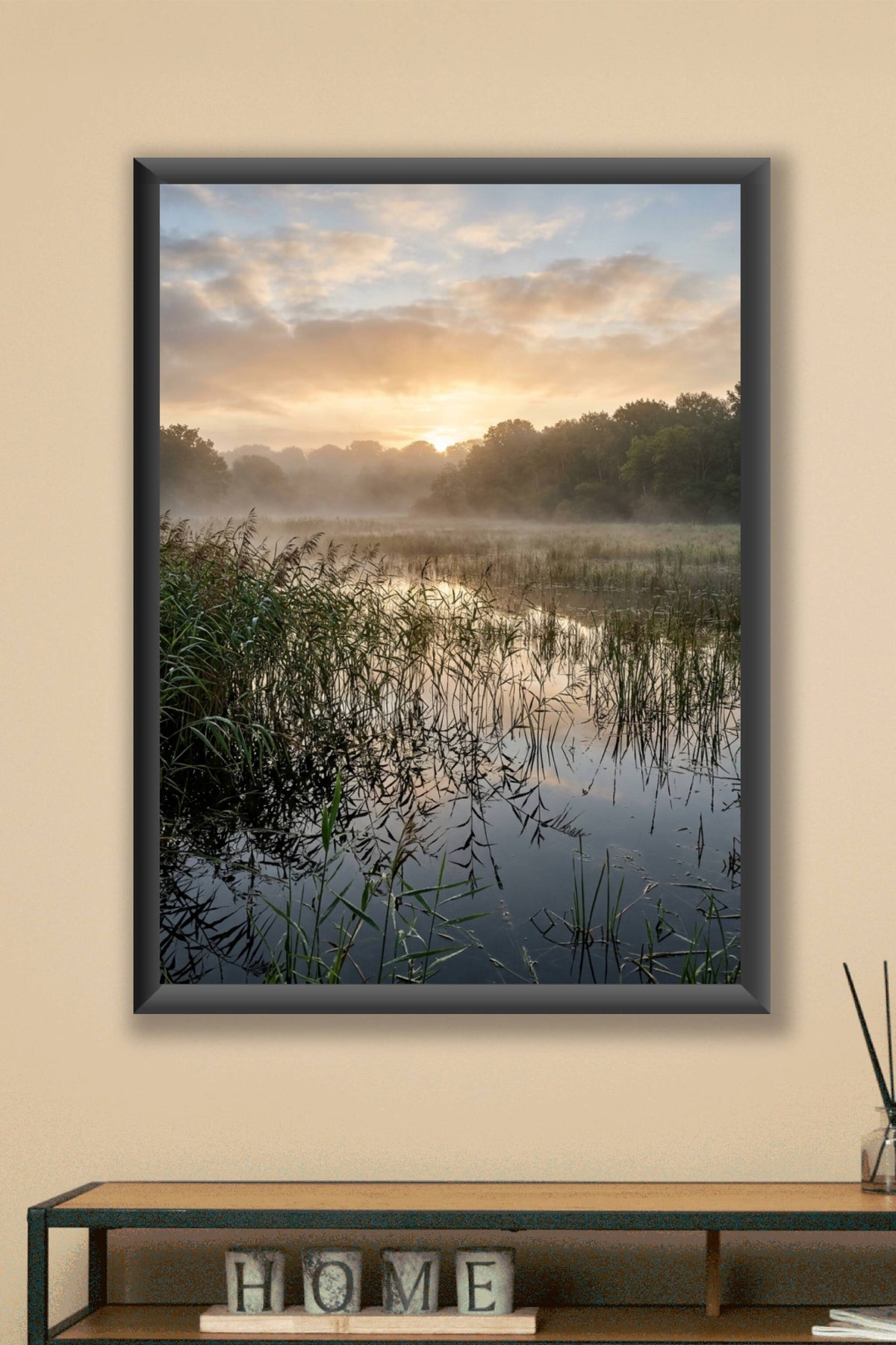 Poster de marais, paysage brume matinale