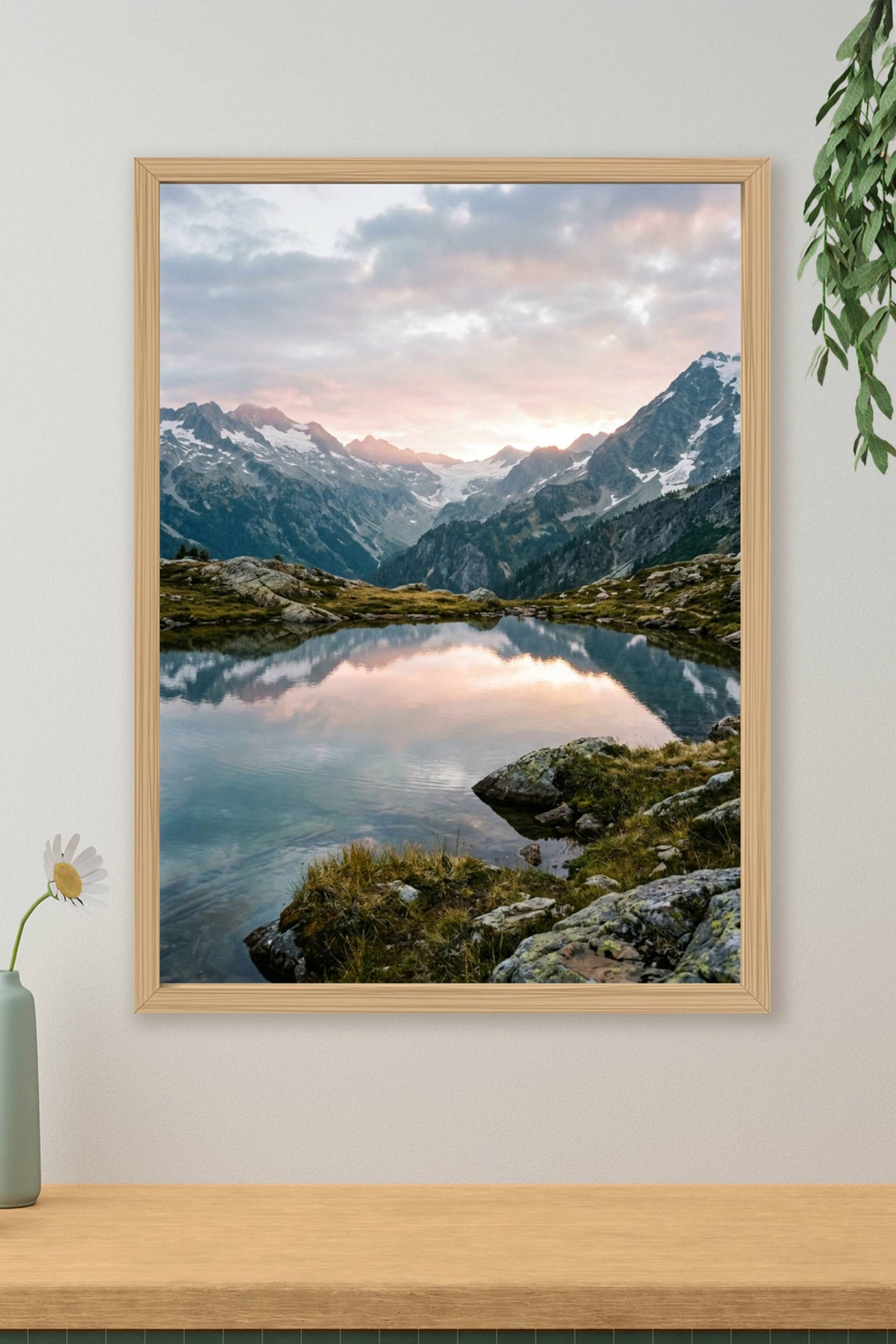 Poster de montagne, lac d'altitude panoramique