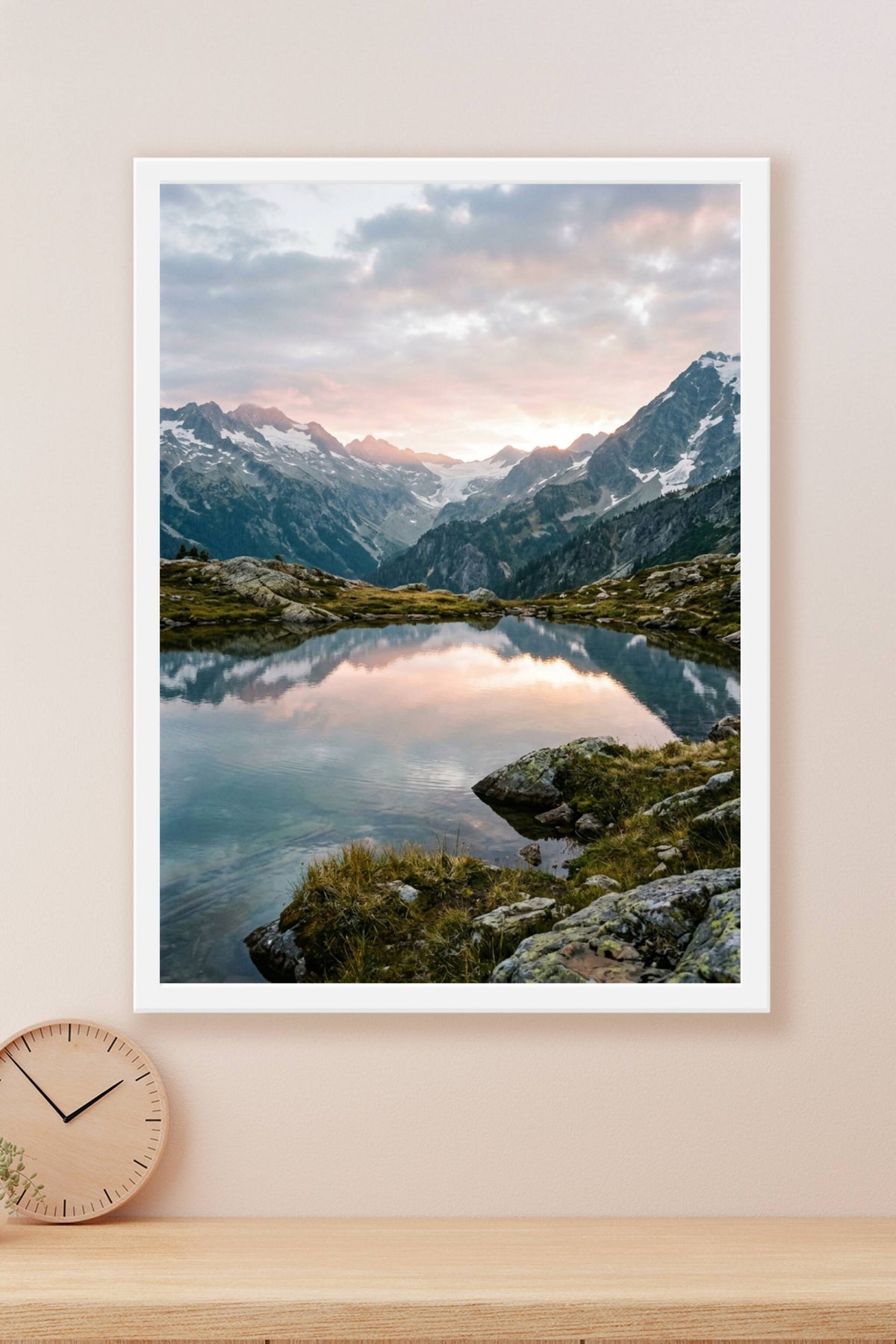 Poster de montagne, lac d'altitude panoramique