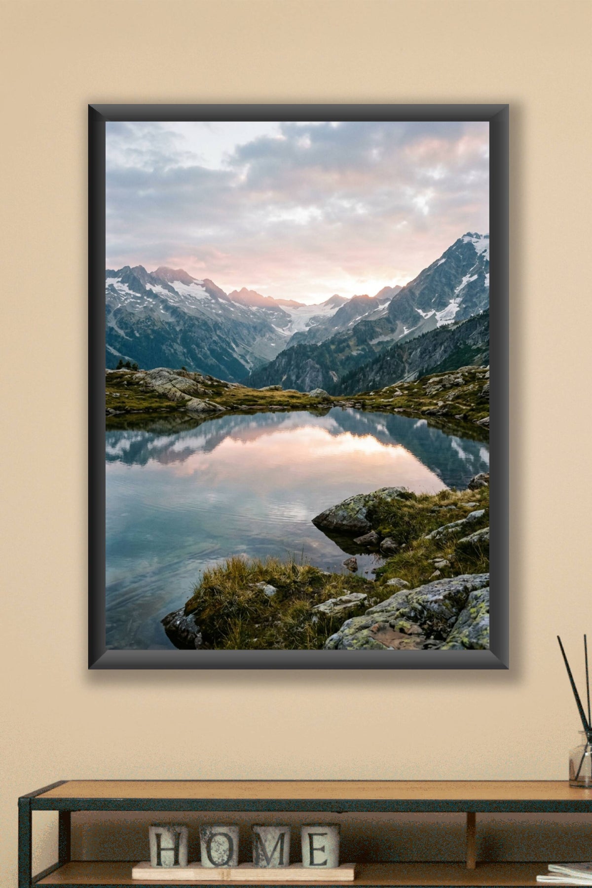 Poster de montagne, lac d'altitude panoramique