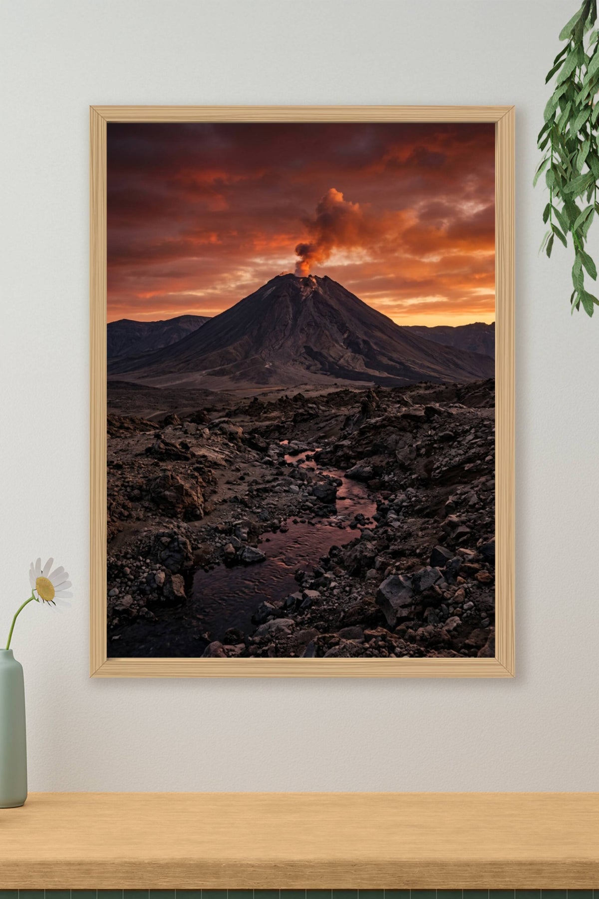 Affiche de volcan, paysage volcanique