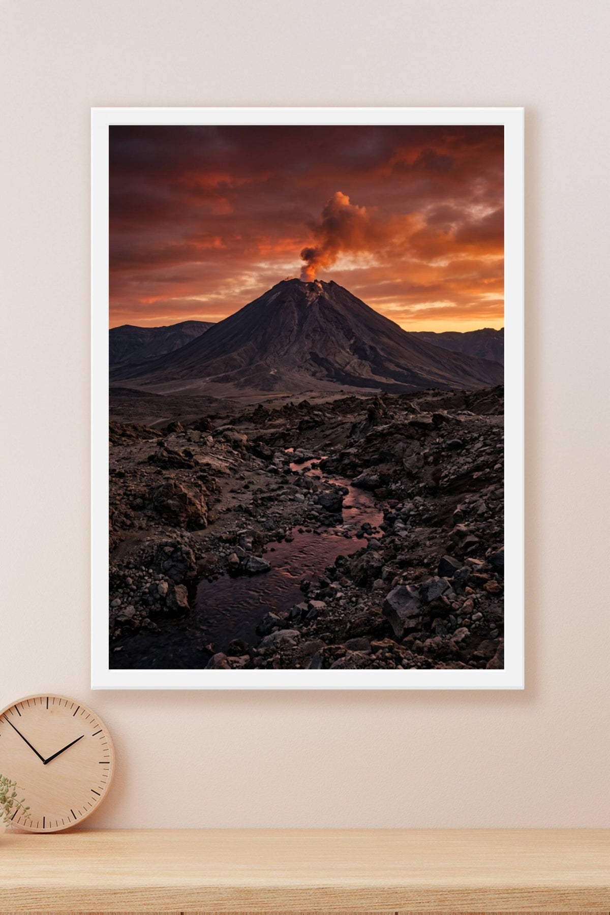 Affiche de volcan, paysage volcanique