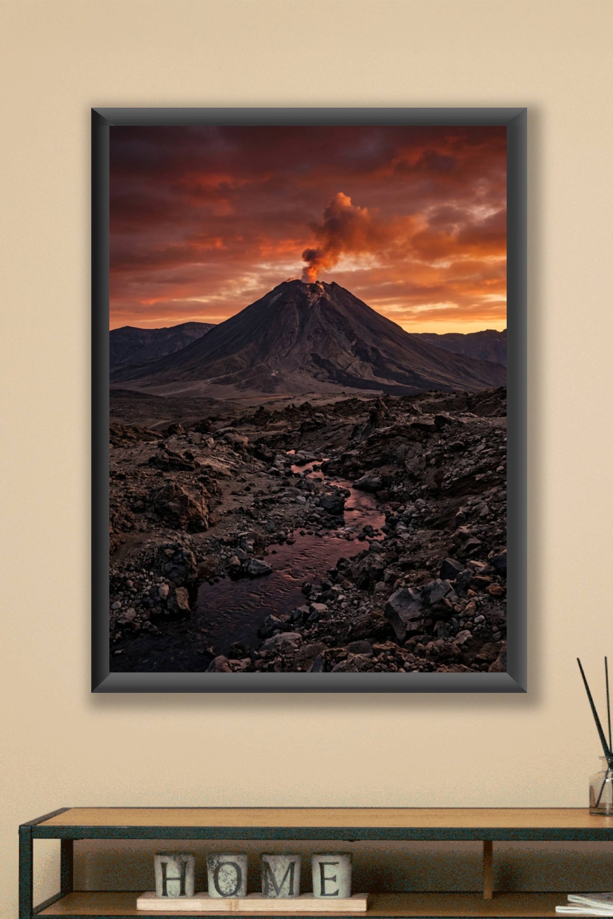 Affiche de volcan, paysage volcanique