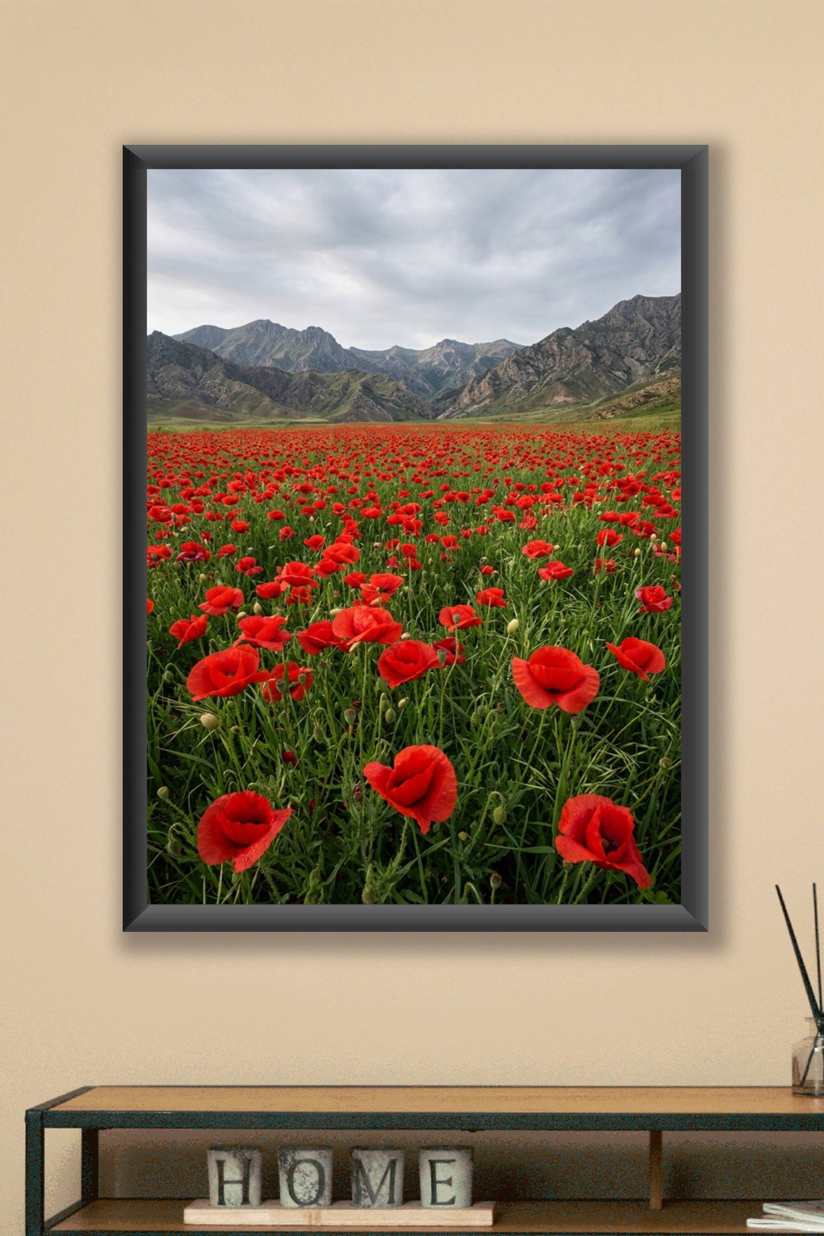 Affiche de coquelicots, poster champ de fleurs