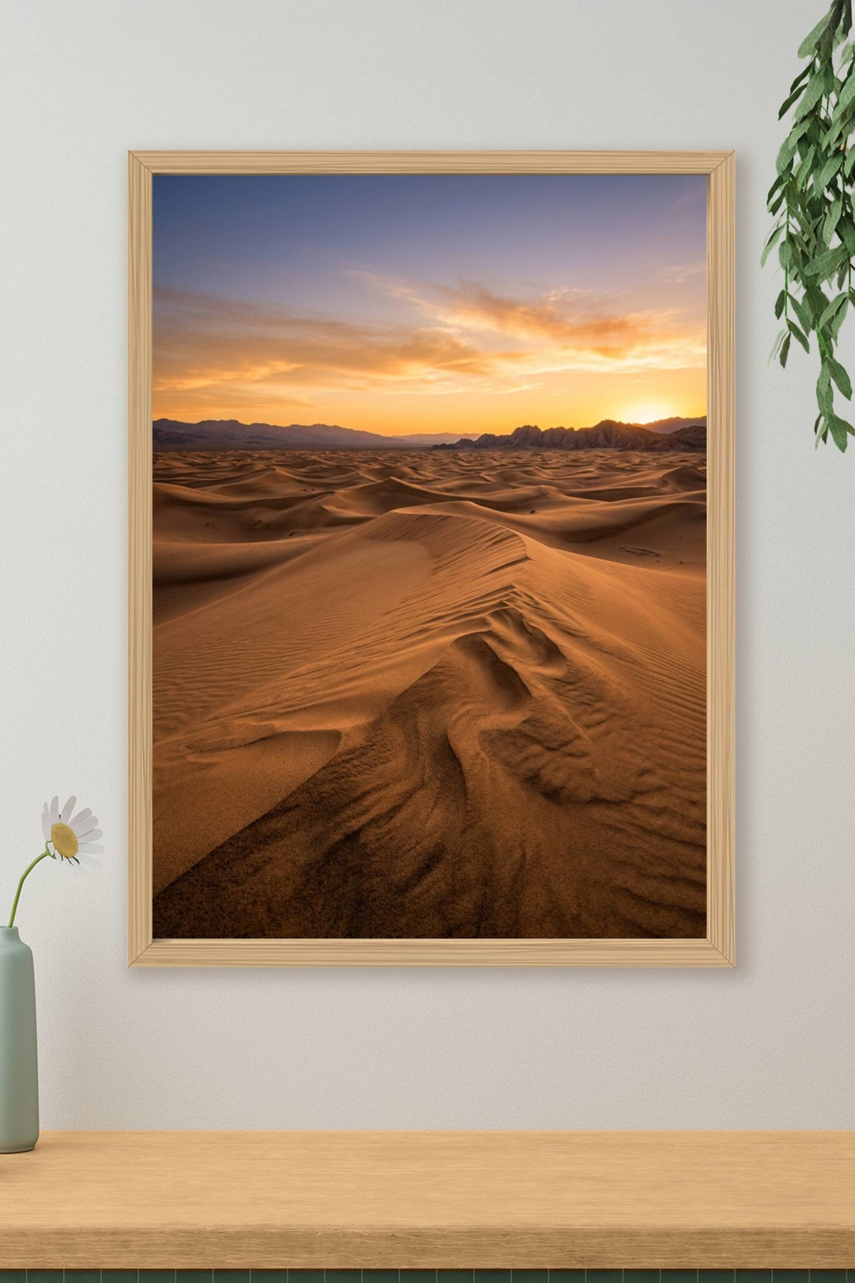 Affiche du désert, poster dunes au soleil couchant