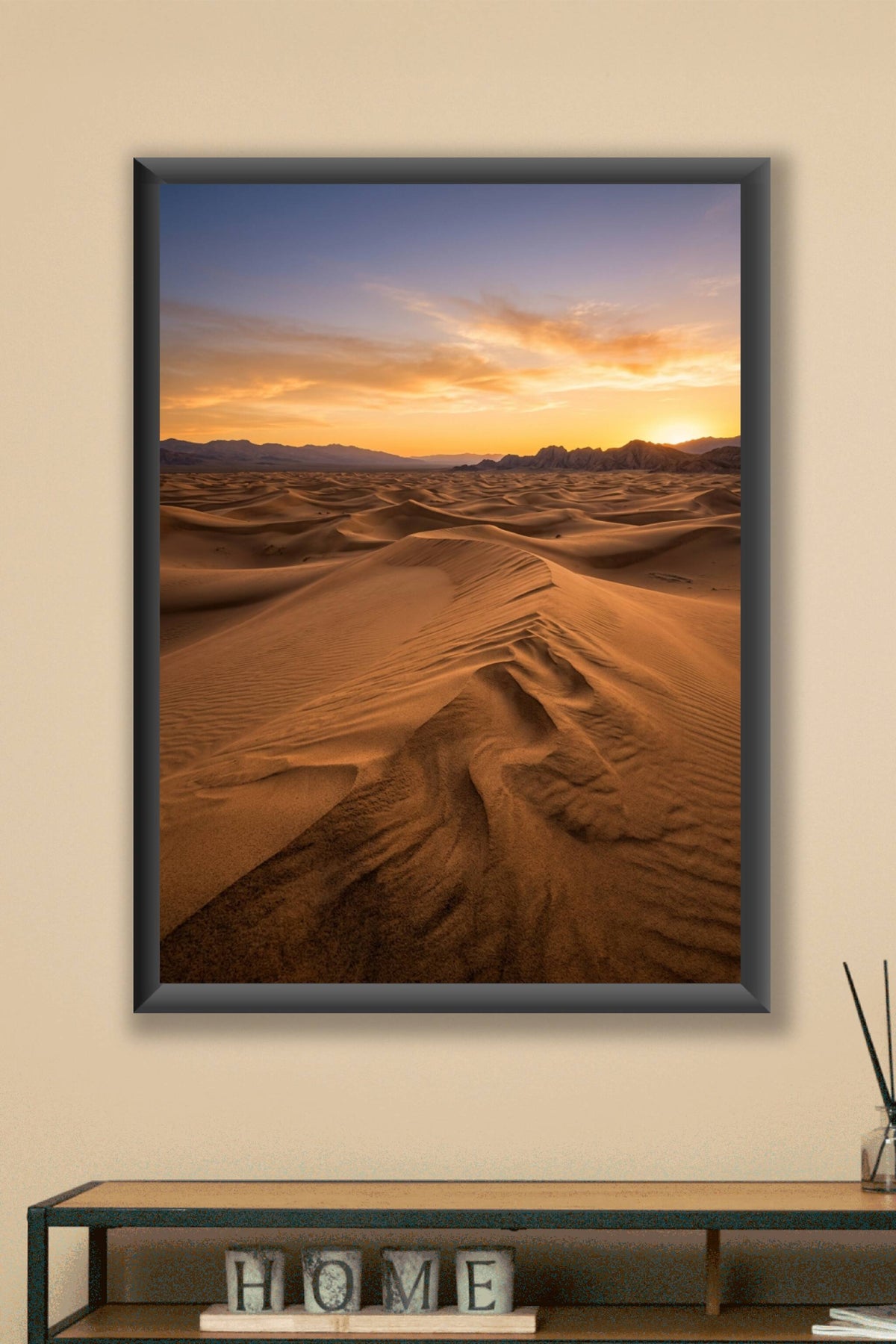 Affiche du désert, poster dunes au soleil couchant