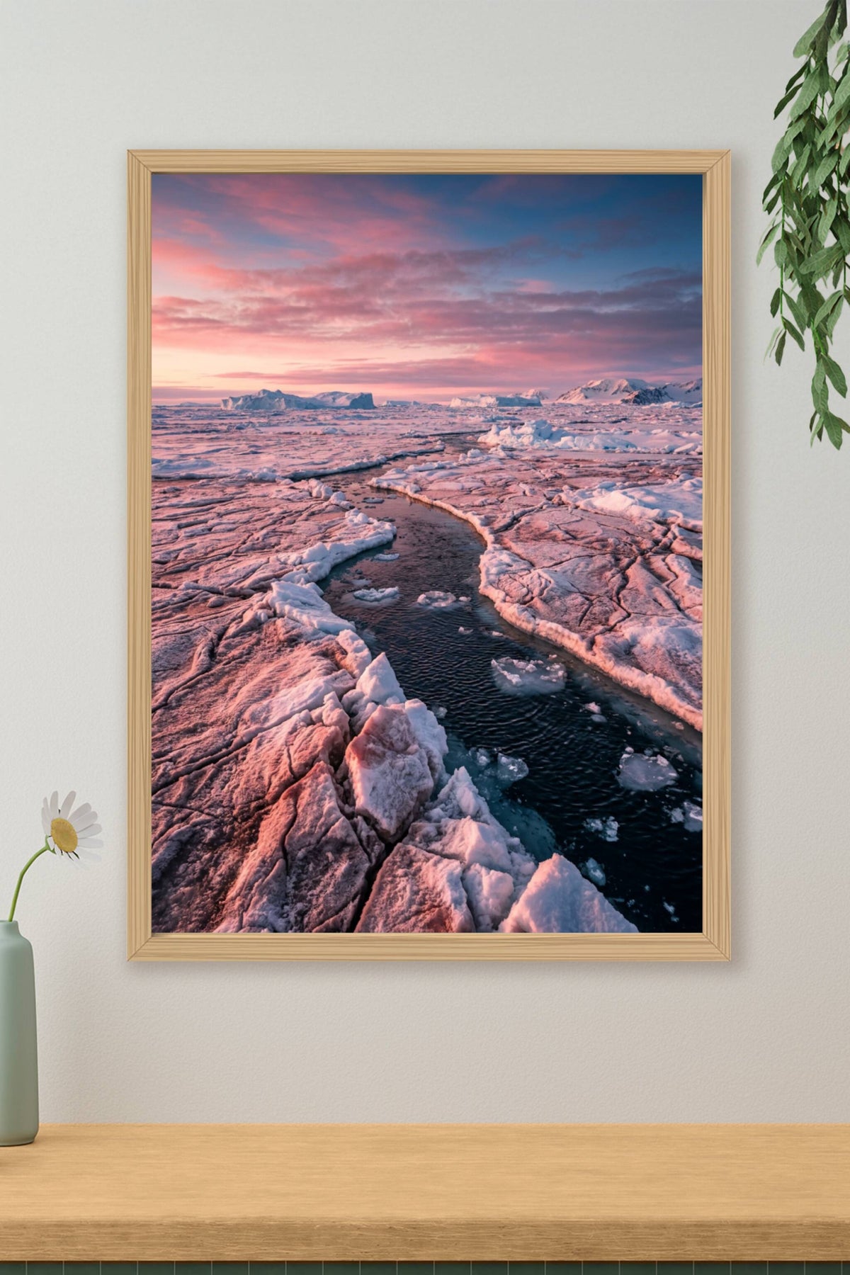 Affiche de l'Antarctique, banquise rose