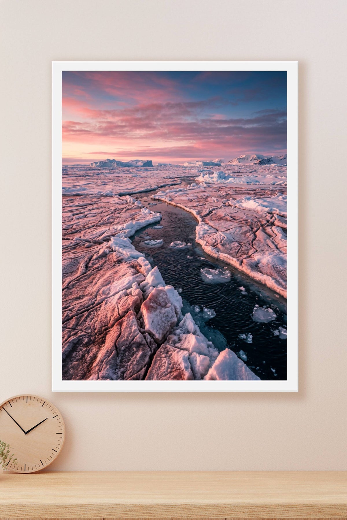 Affiche de l'Antarctique, banquise rose