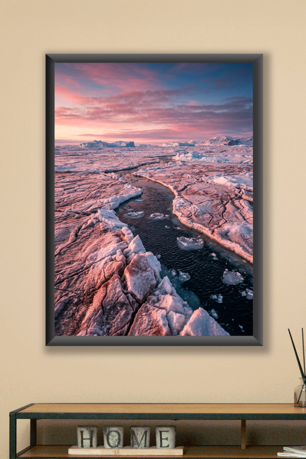 Affiche de l'Antarctique, banquise rose
