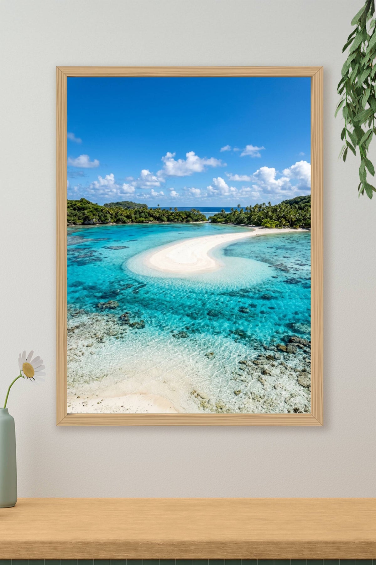 Affiche de lagon, poster banc de sable blanc