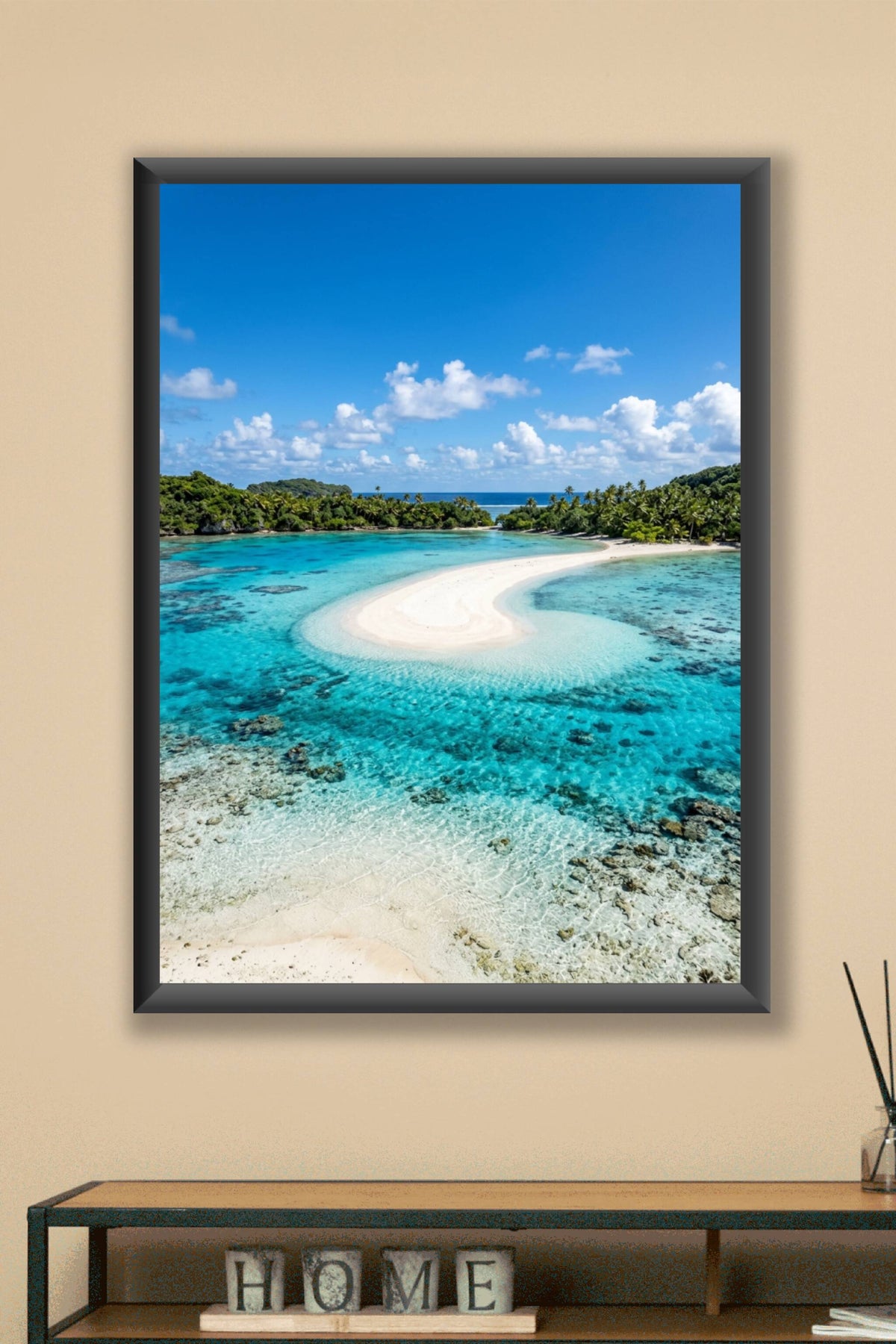 Affiche de lagon, poster banc de sable blanc