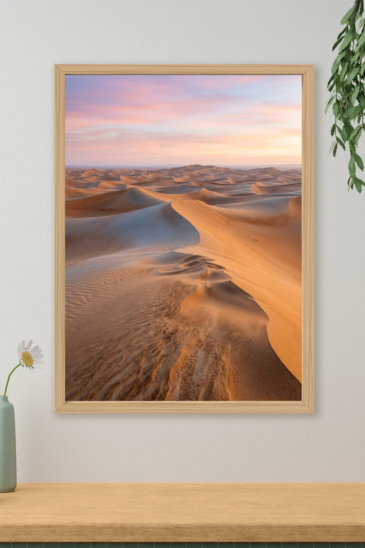 Poster du désert, dunes de sable au coucher du soleil