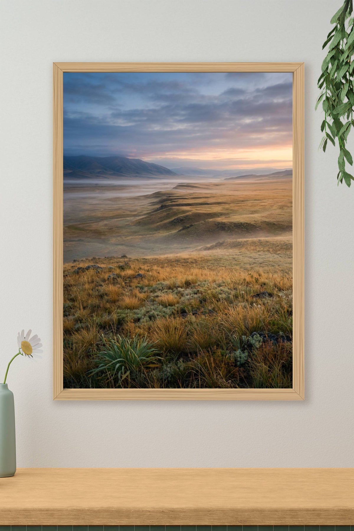 Affiche de steppe mongole, poster collines dorées