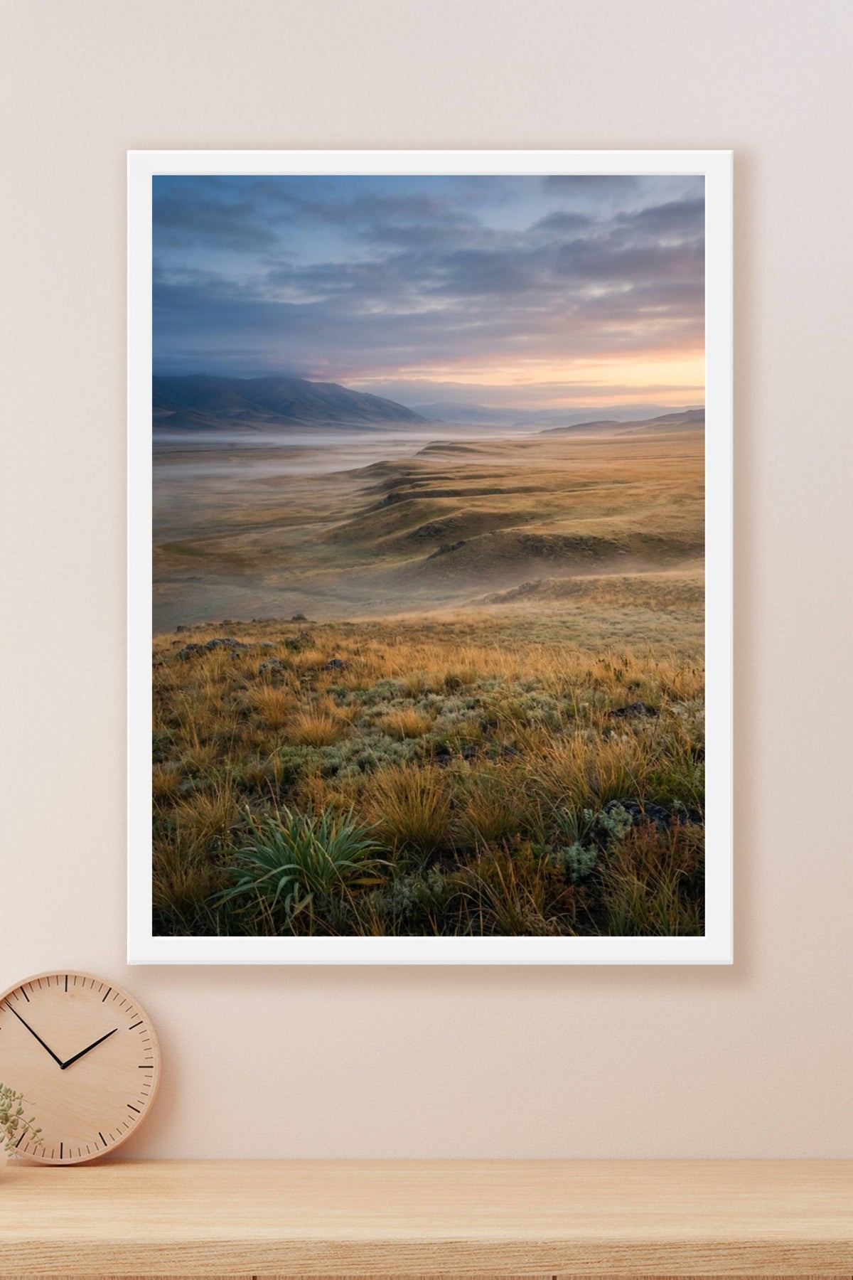 Affiche de steppe mongole, poster collines dorées
