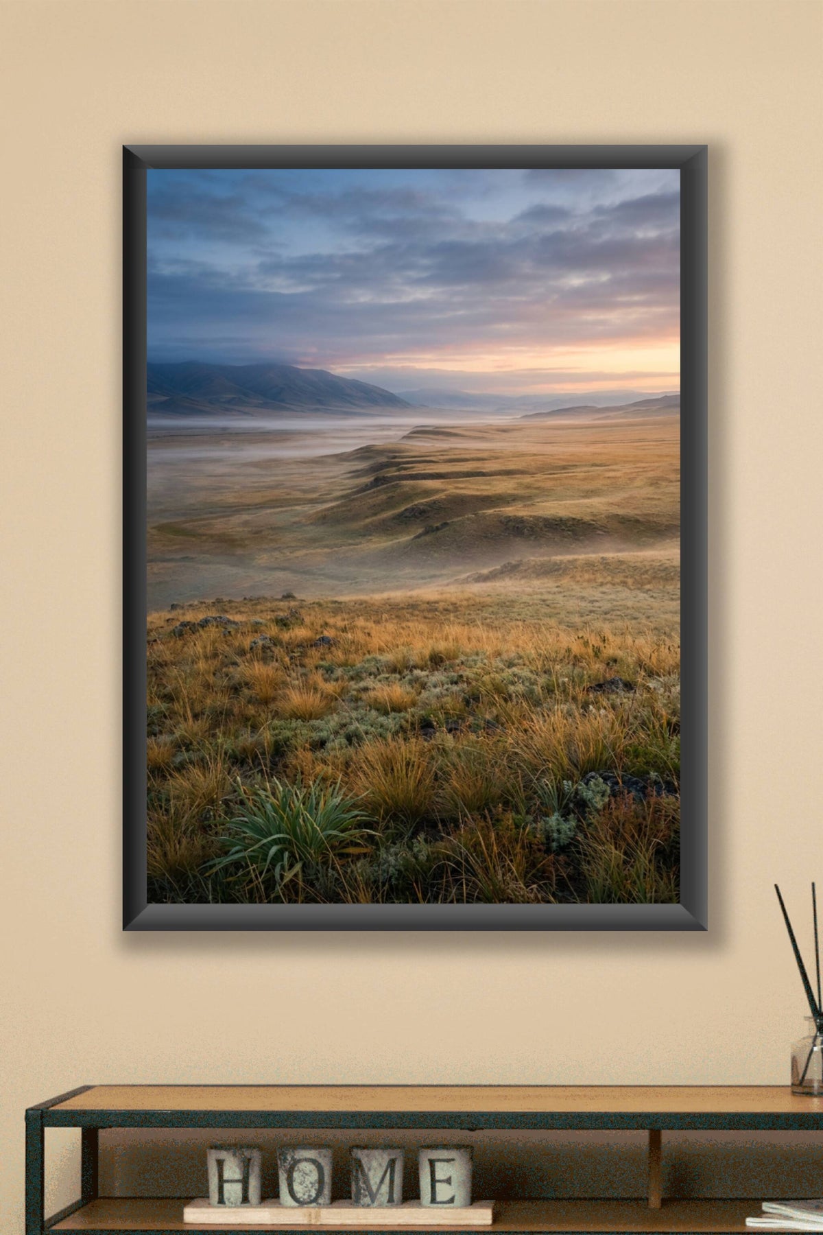 Affiche de steppe mongole, poster collines dorées