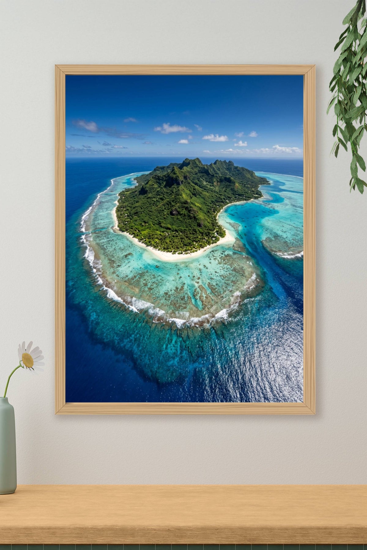 Poster d'une île tropicale, lagon turquoise