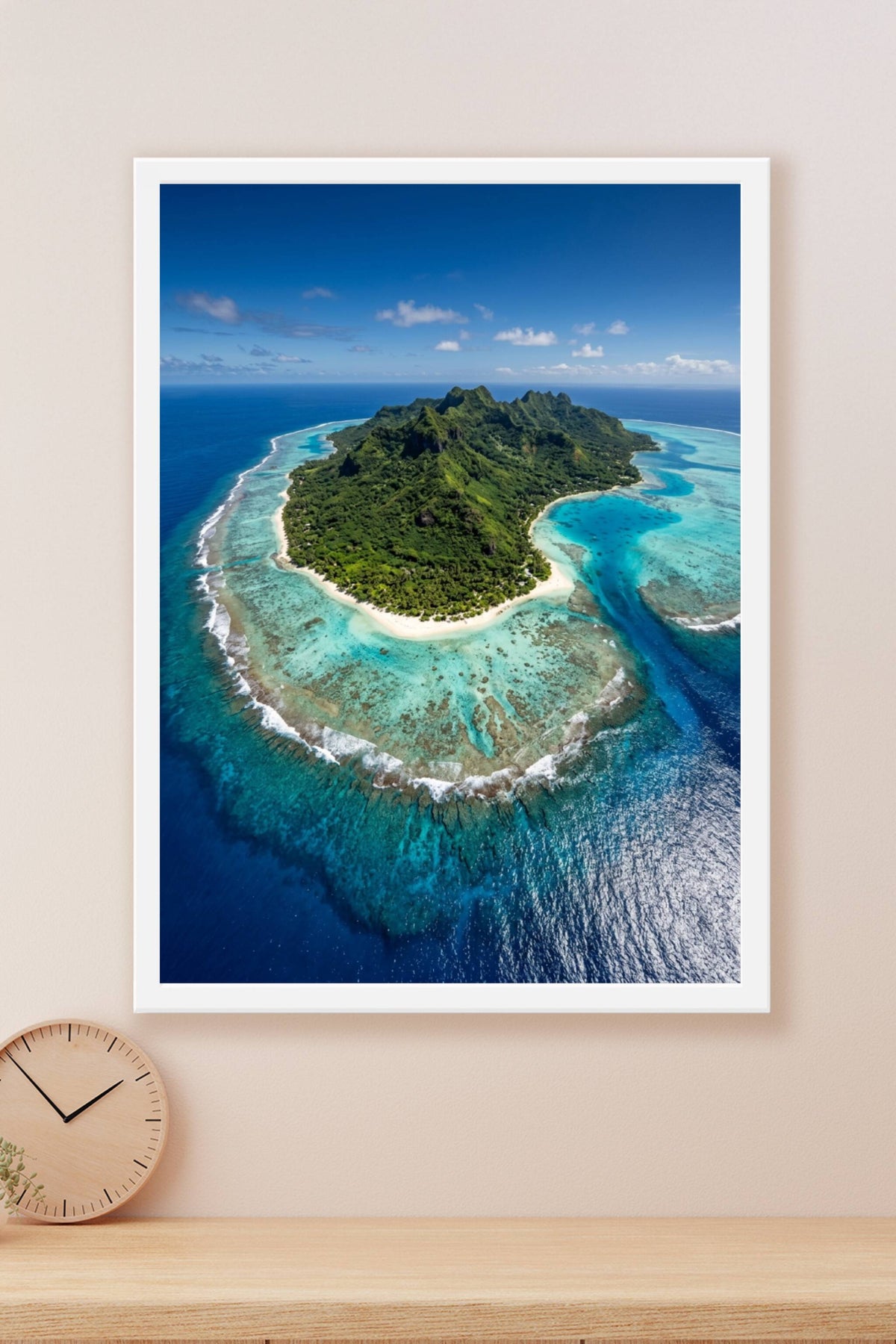 Poster d'une île tropicale, lagon turquoise